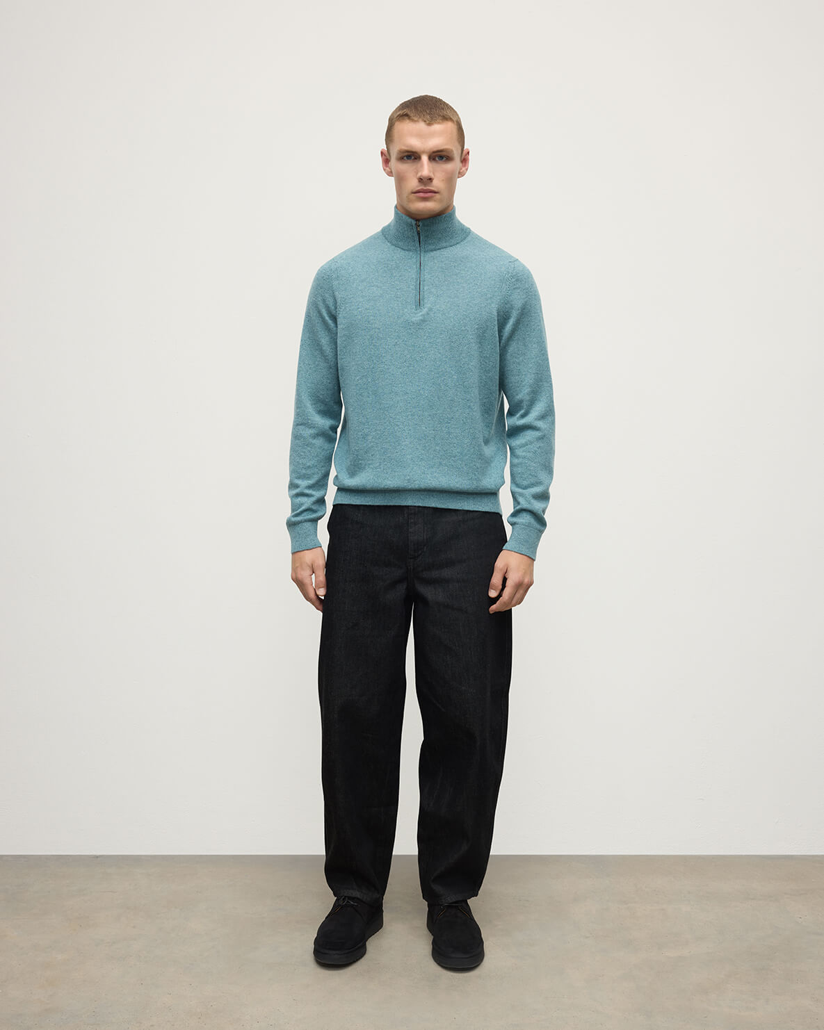 Classic Cashmere Green Zip Neck Jumper