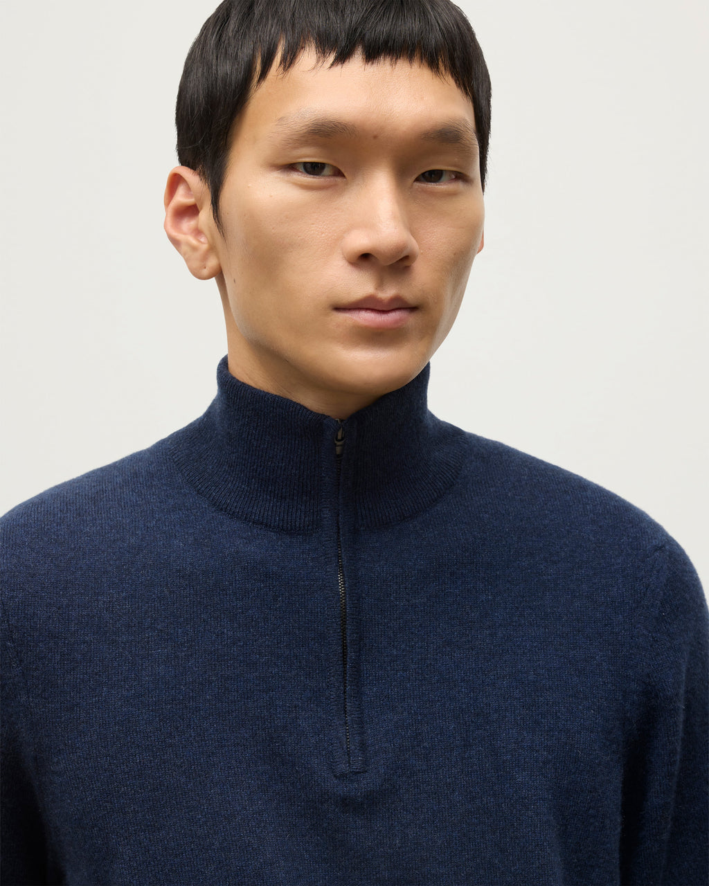 Rory Navy Classic Cashmere Zip Neck Jumper