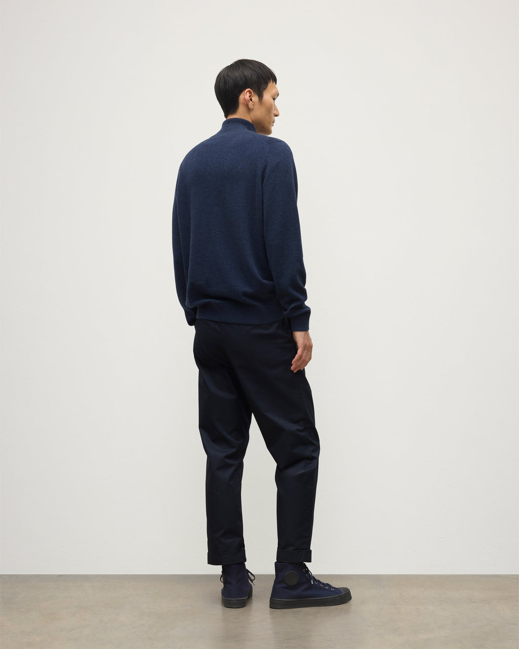Rory Navy Classic Cashmere Zip Neck Jumper