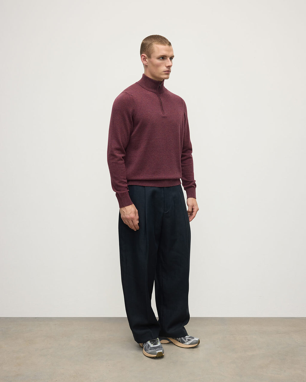 Classic Cashmere Purple Zip Neck Jumper
