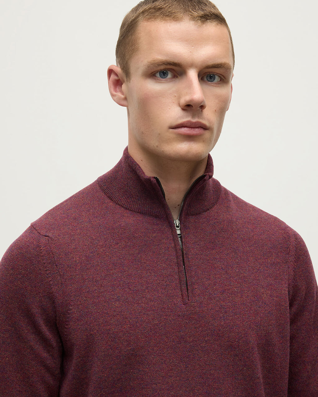 Classic Cashmere Purple Zip Neck Jumper