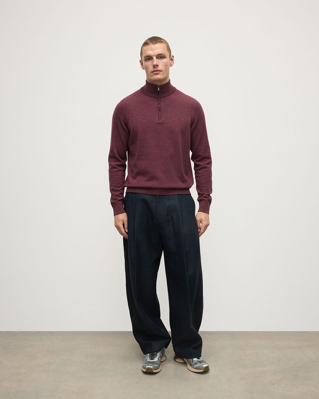 Classic Cashmere Purple Zip Neck Jumper