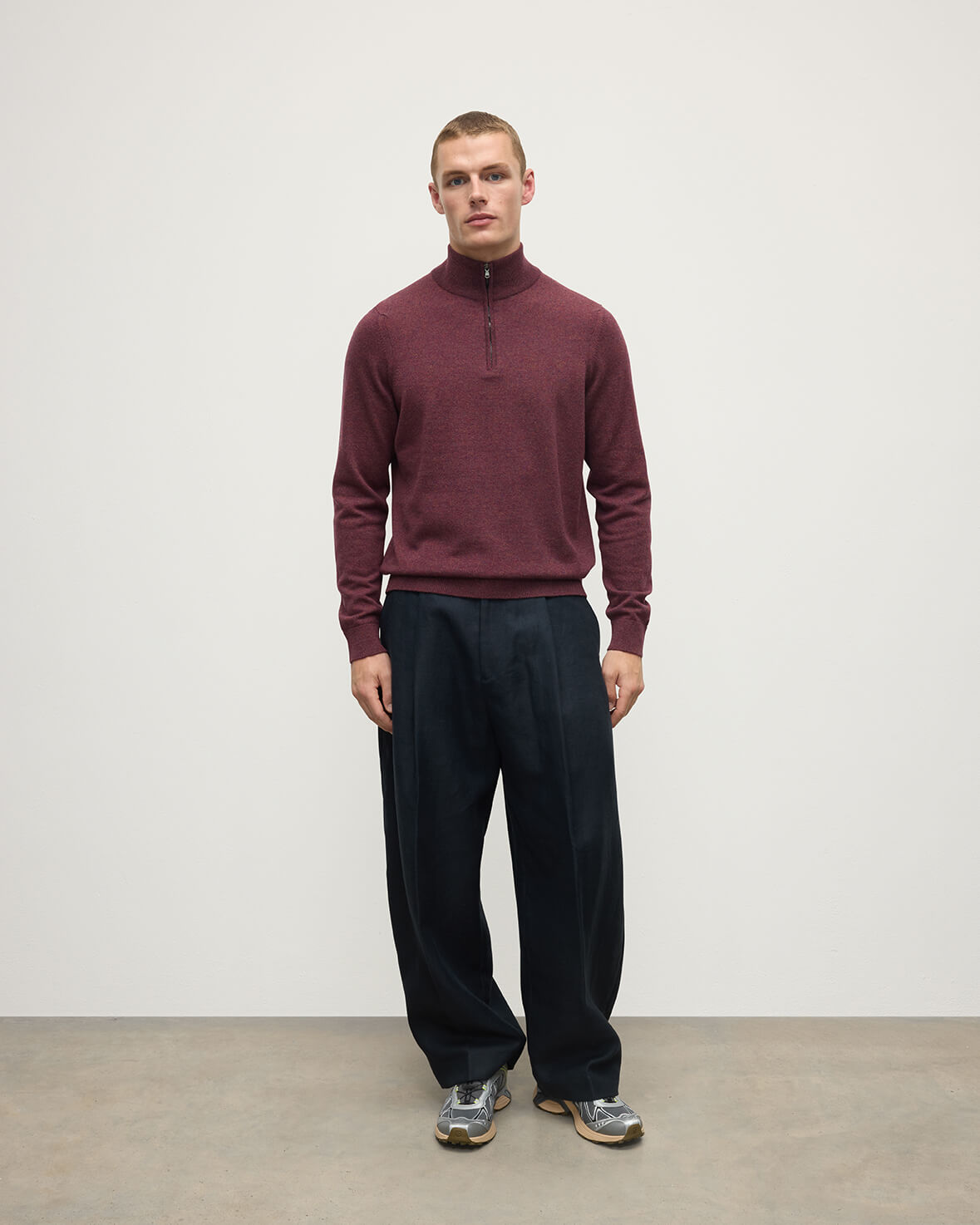 Classic Cashmere Purple Zip Neck Jumper