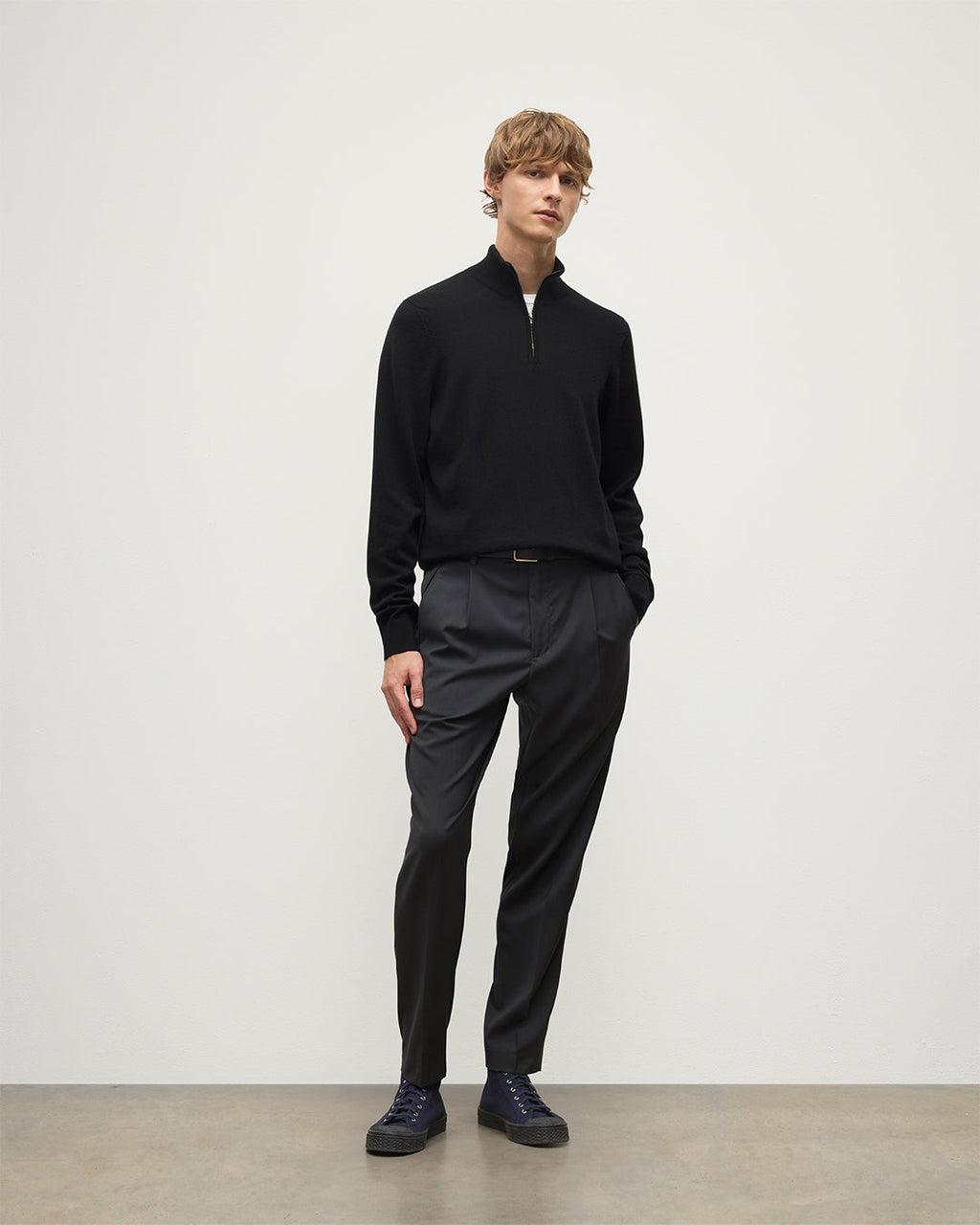 Rory Cashmere Classic Black Zip Neck Jumper