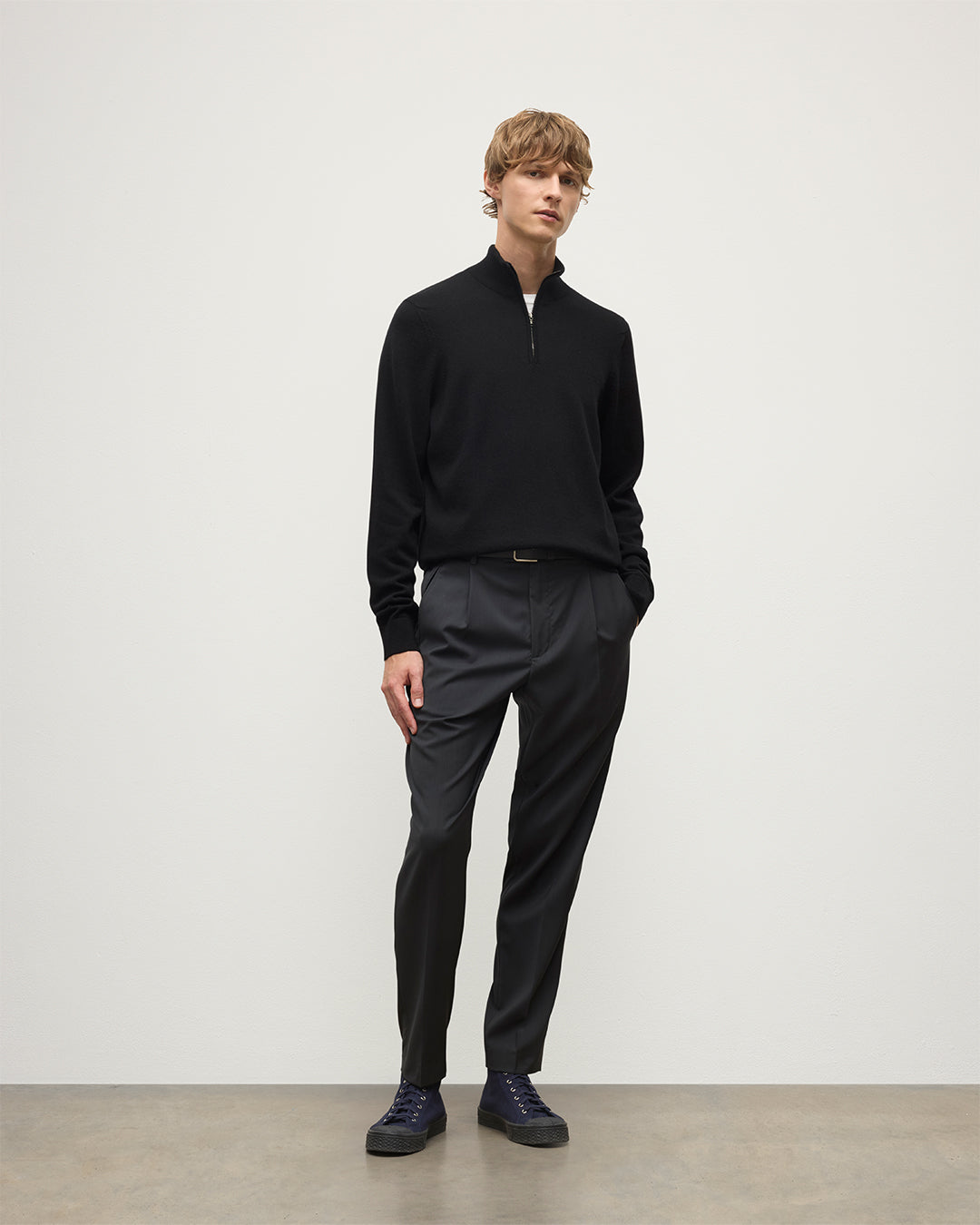 Rory Cashmere Classic Black Zip Neck Jumper