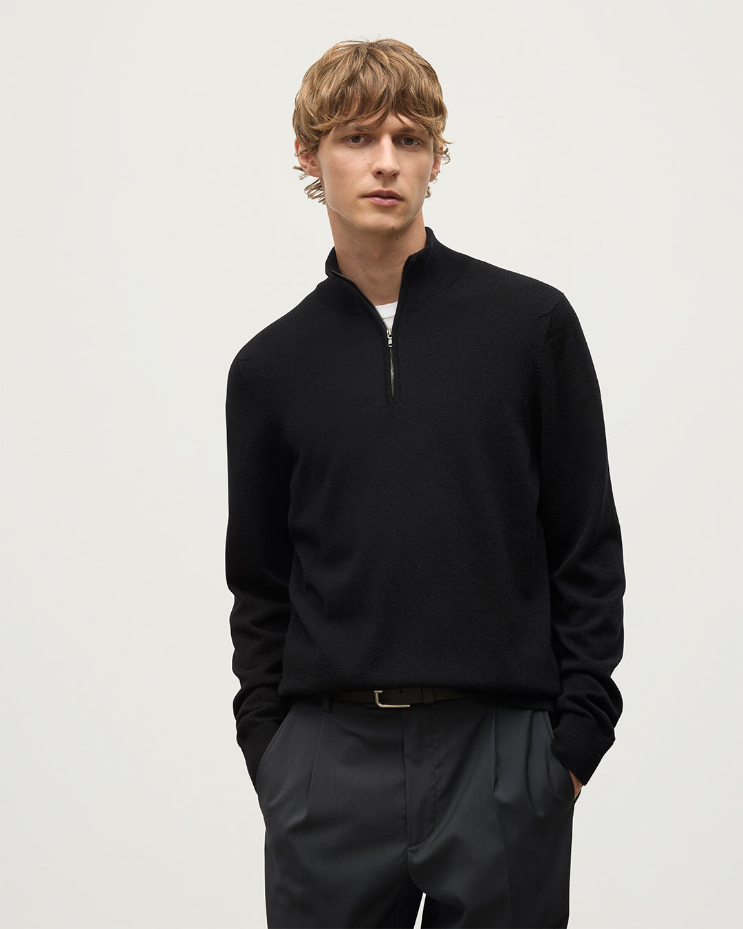 Rory Cashmere Classic Black Zip Neck Jumper