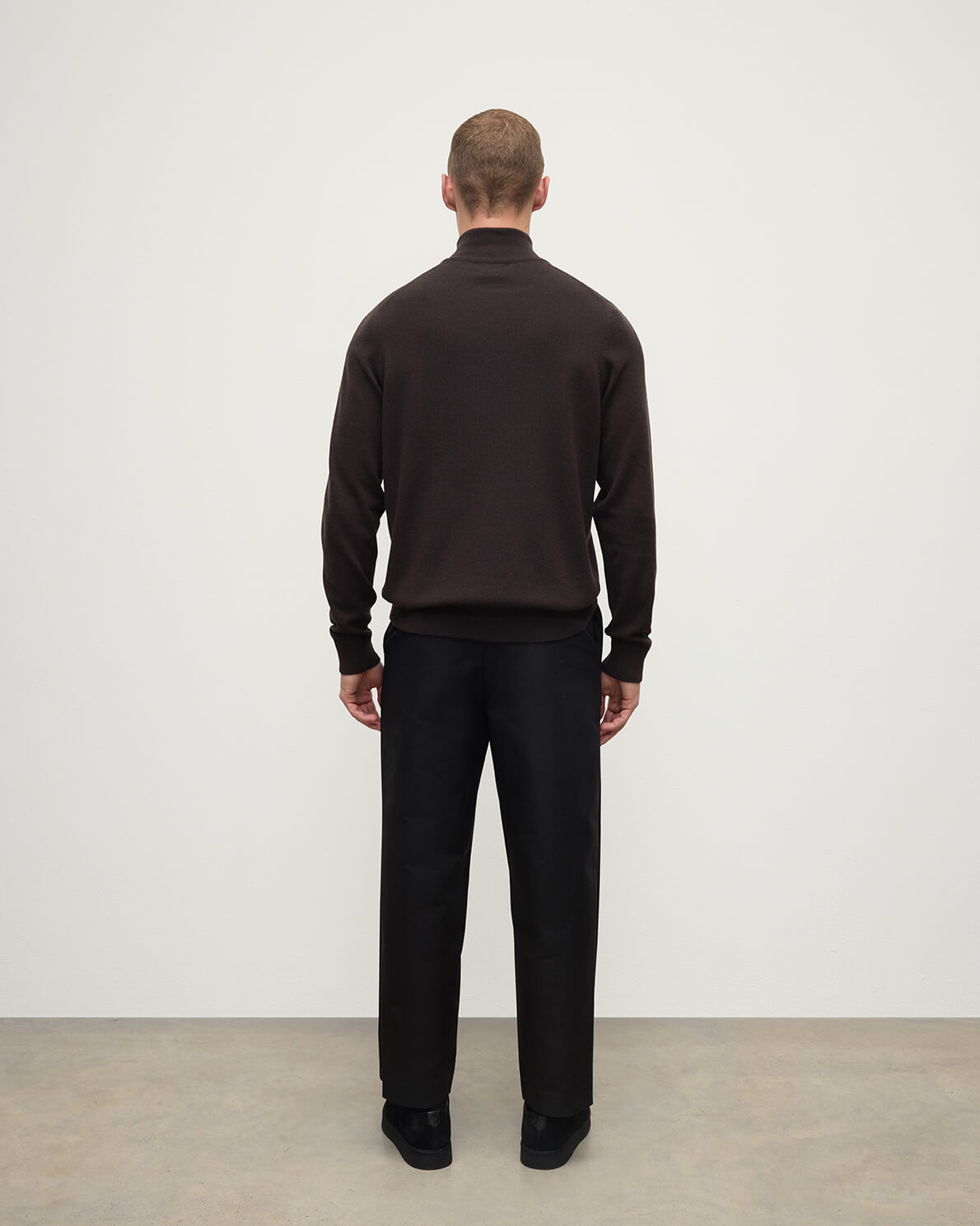 Classic Cashmere Dark Brown Zip Neck Jumper