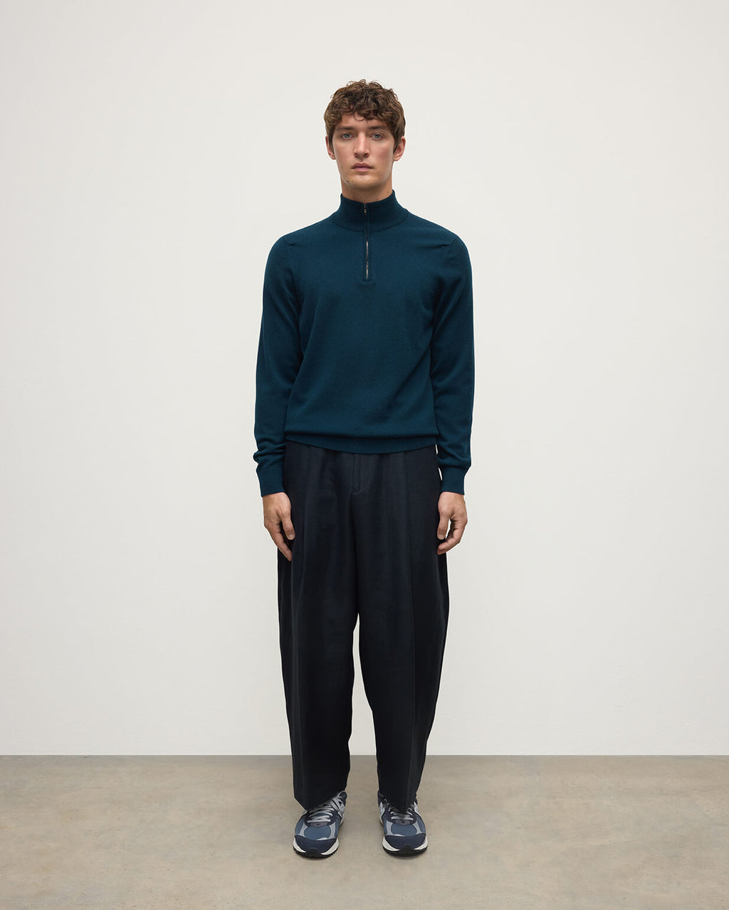 Classic Cashmere Dark Green Zip Neck Jumper
