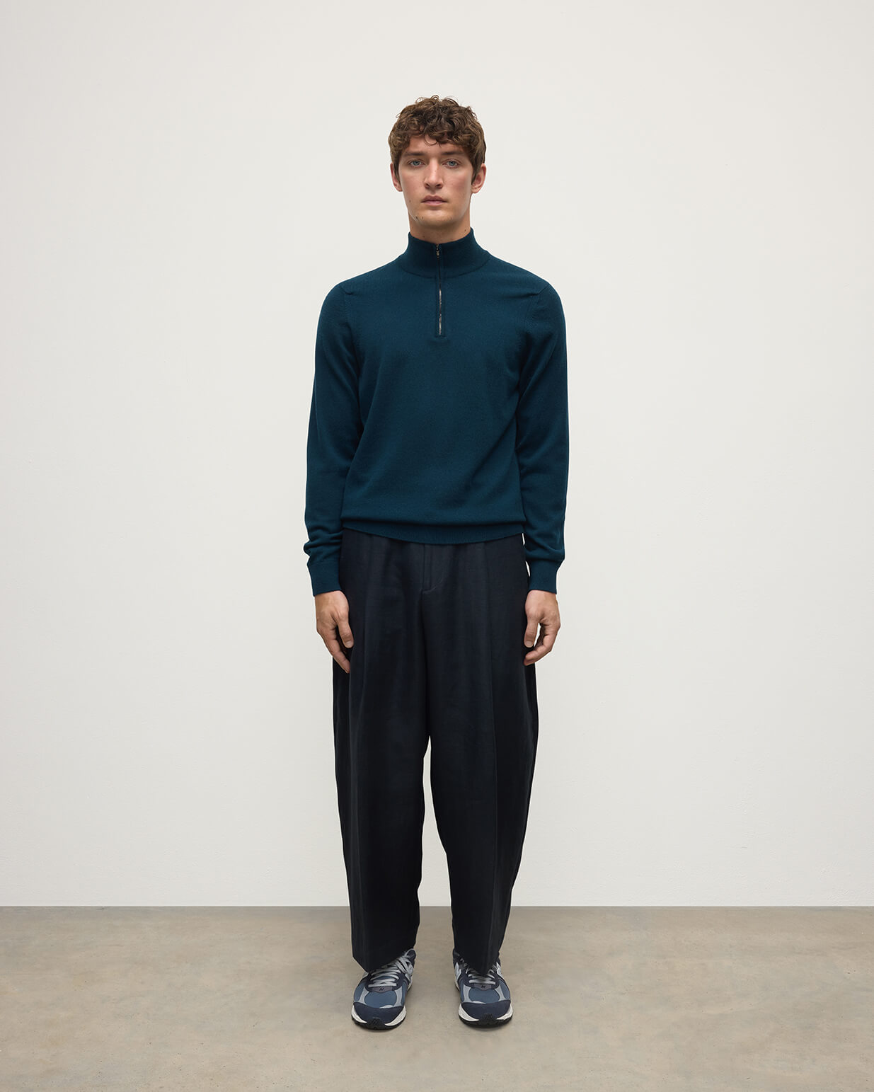 Classic Cashmere Dark Green Zip Neck Jumper