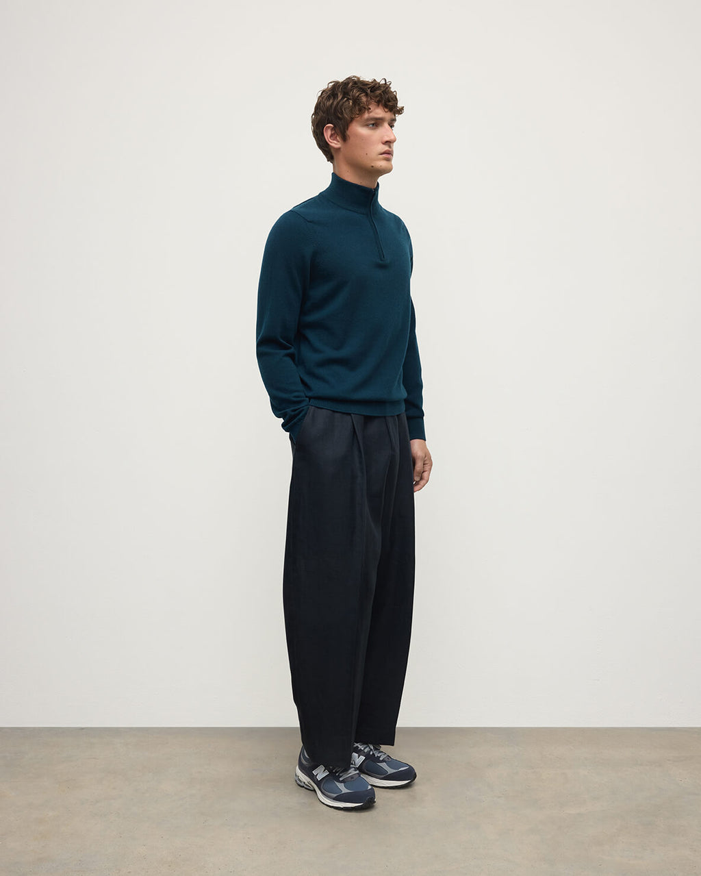 Classic Cashmere Dark Green Zip Neck Jumper