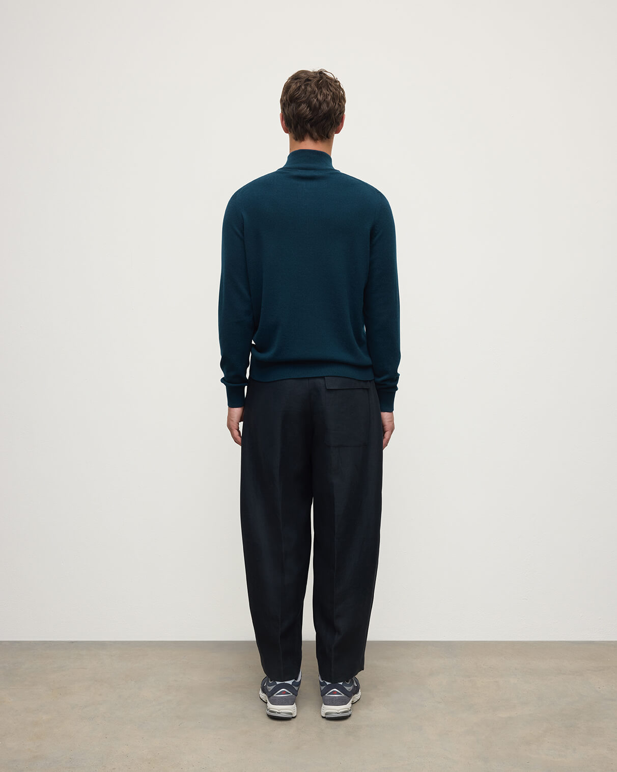 Classic Cashmere Dark Green Zip Neck Jumper