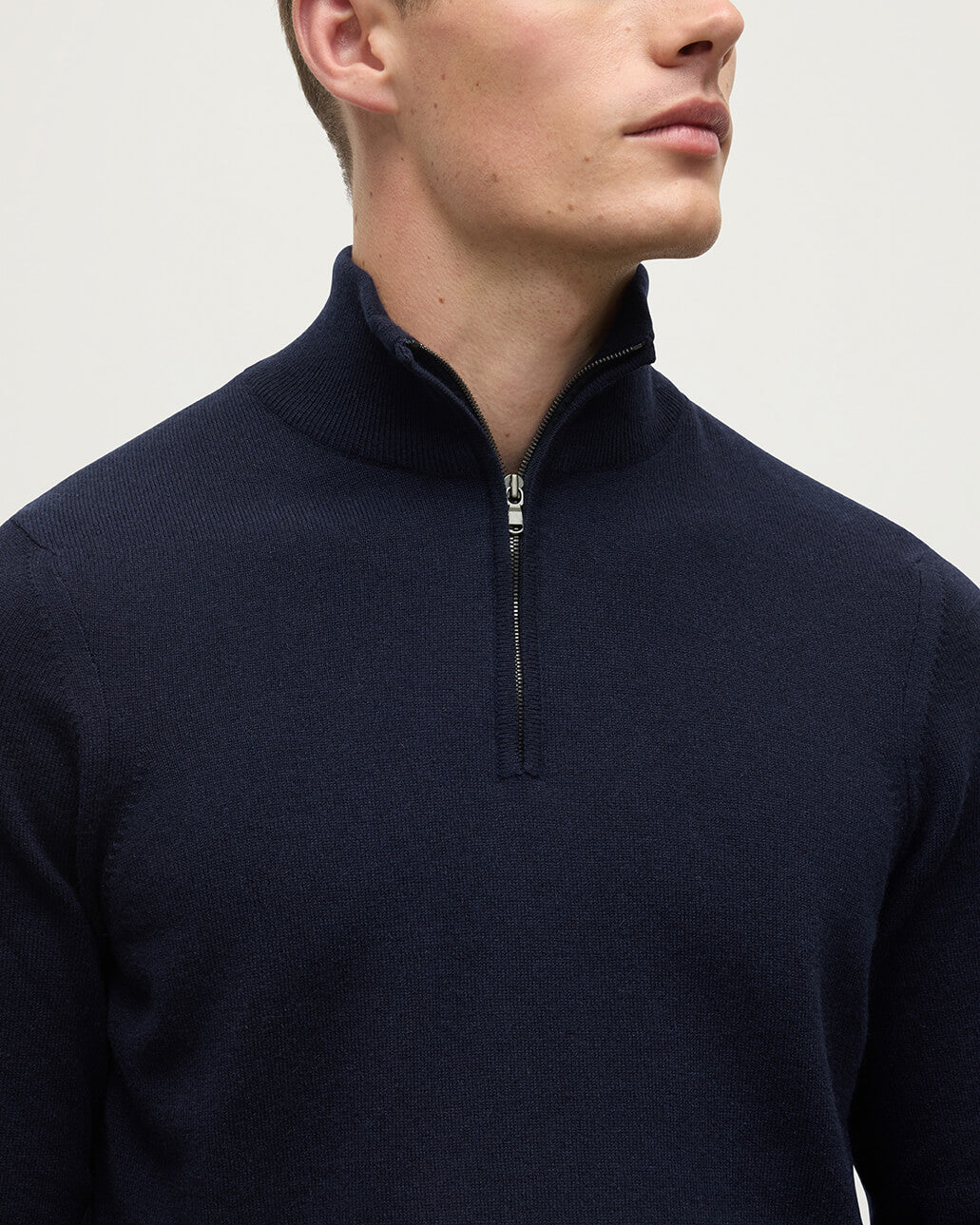 Classic Cashmere Dark Navy Zip Neck Jumper
