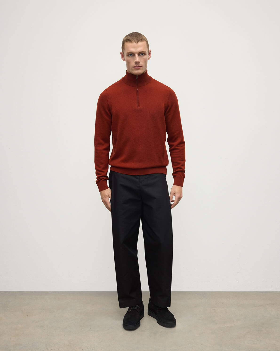 Classic Cashmere Dark Red Zip Neck Jumper