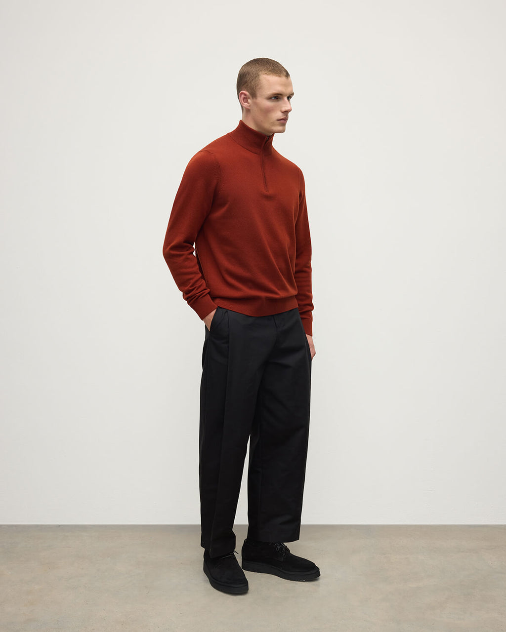 Classic Cashmere Dark Red Zip Neck Jumper