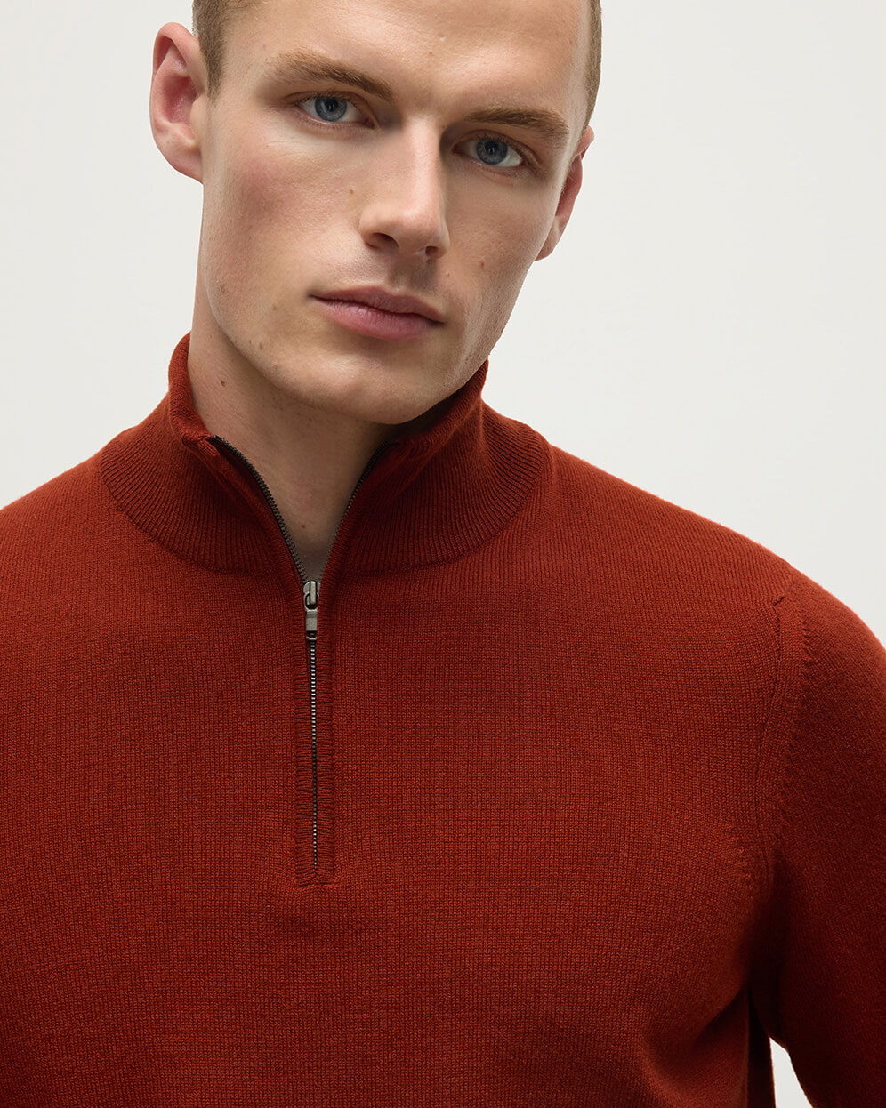 Classic Cashmere Dark Red Zip Neck Jumper