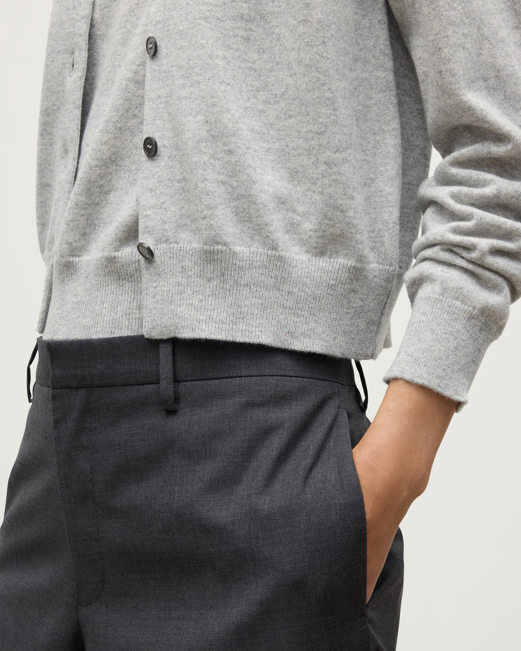 Iris Pale Grey Classic Cashmere Cardigan