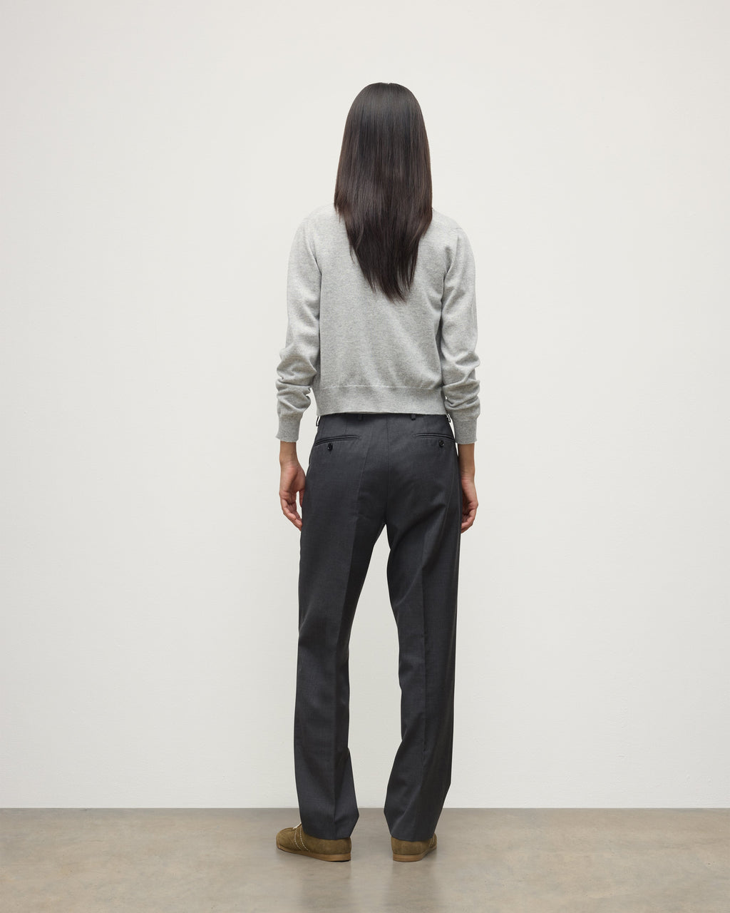 Iris Pale Grey Classic Cashmere Cardigan