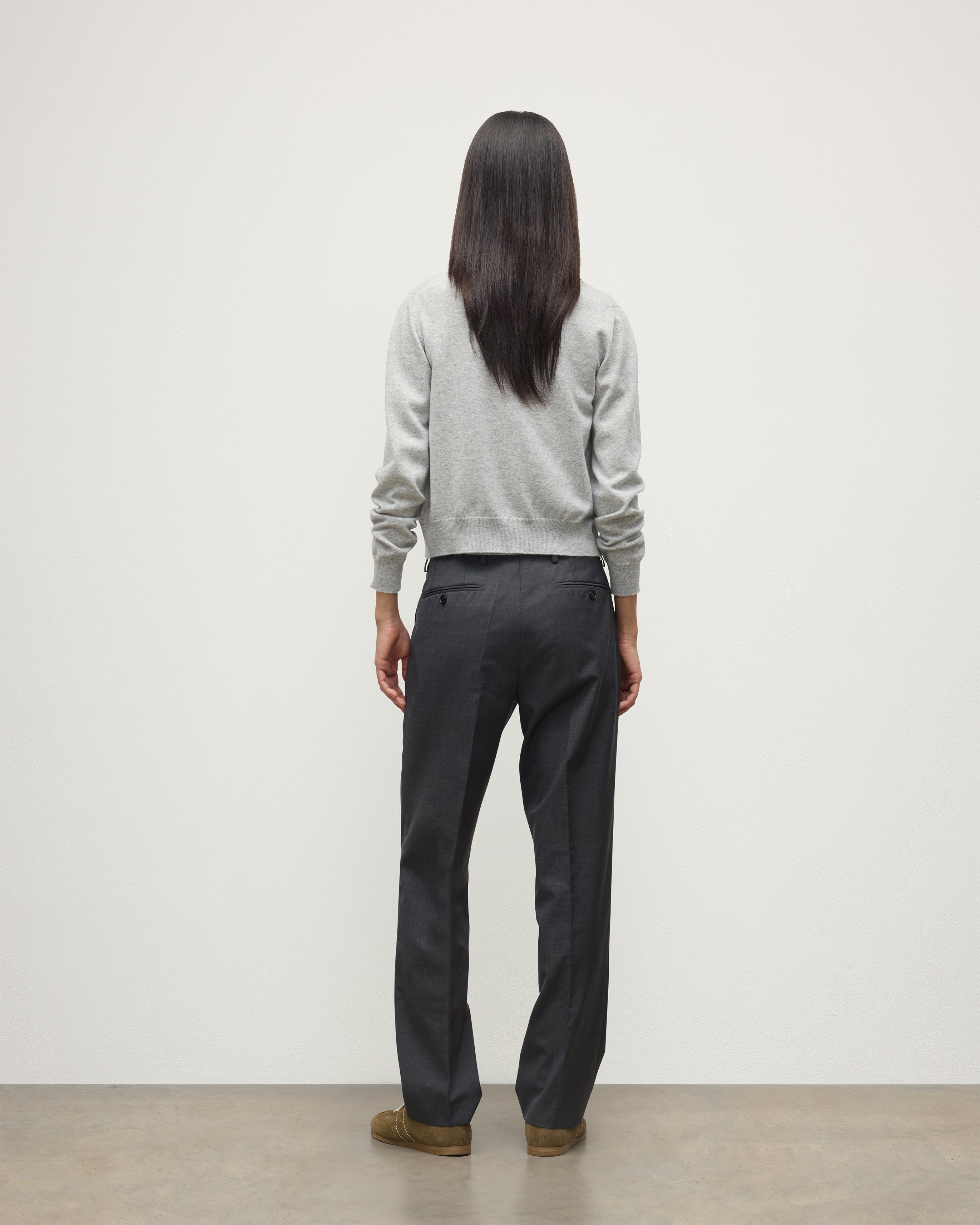 Iris Pale Grey Classic Cashmere Cardigan