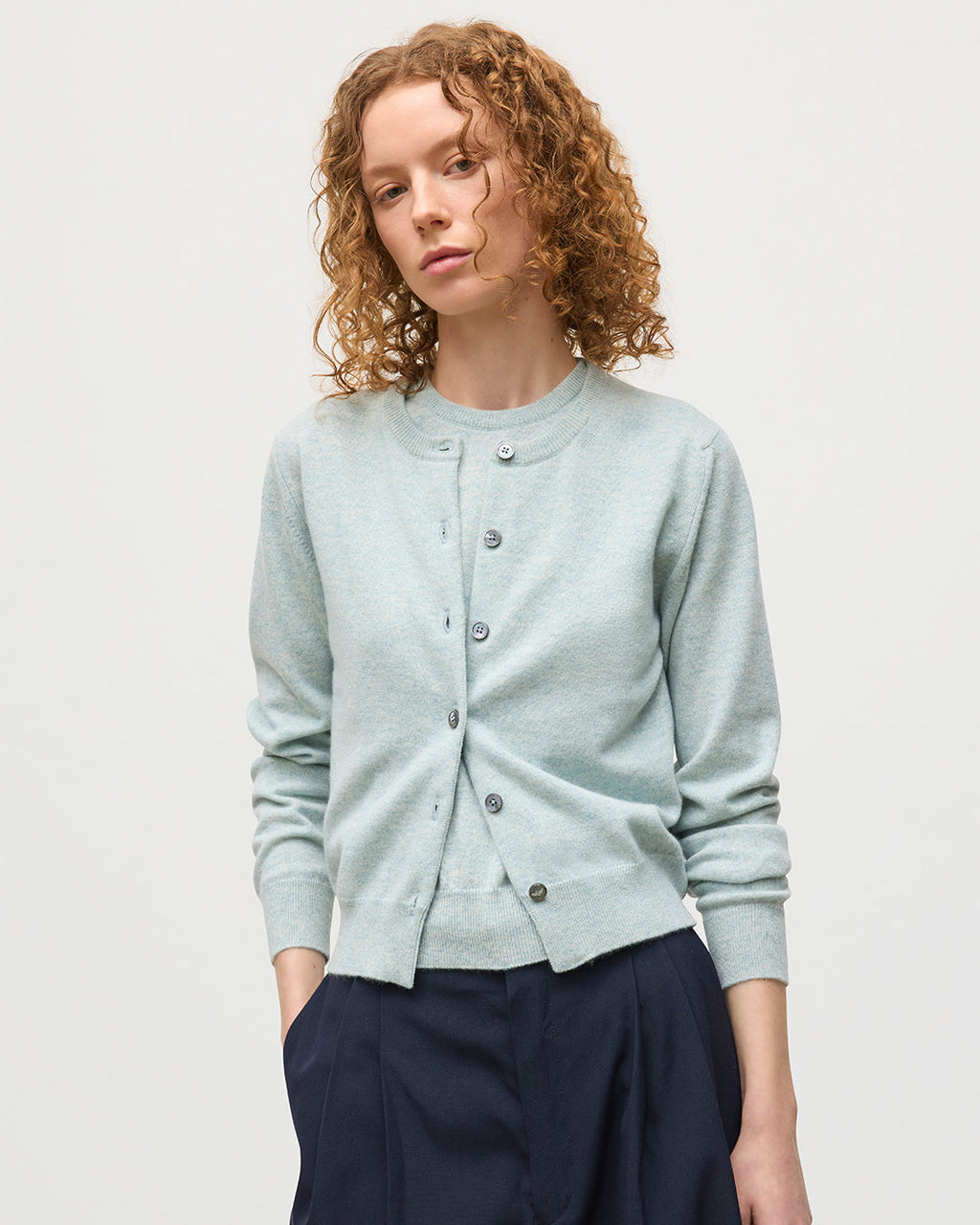 Iris Light Green Classic Cashmere Cardigan