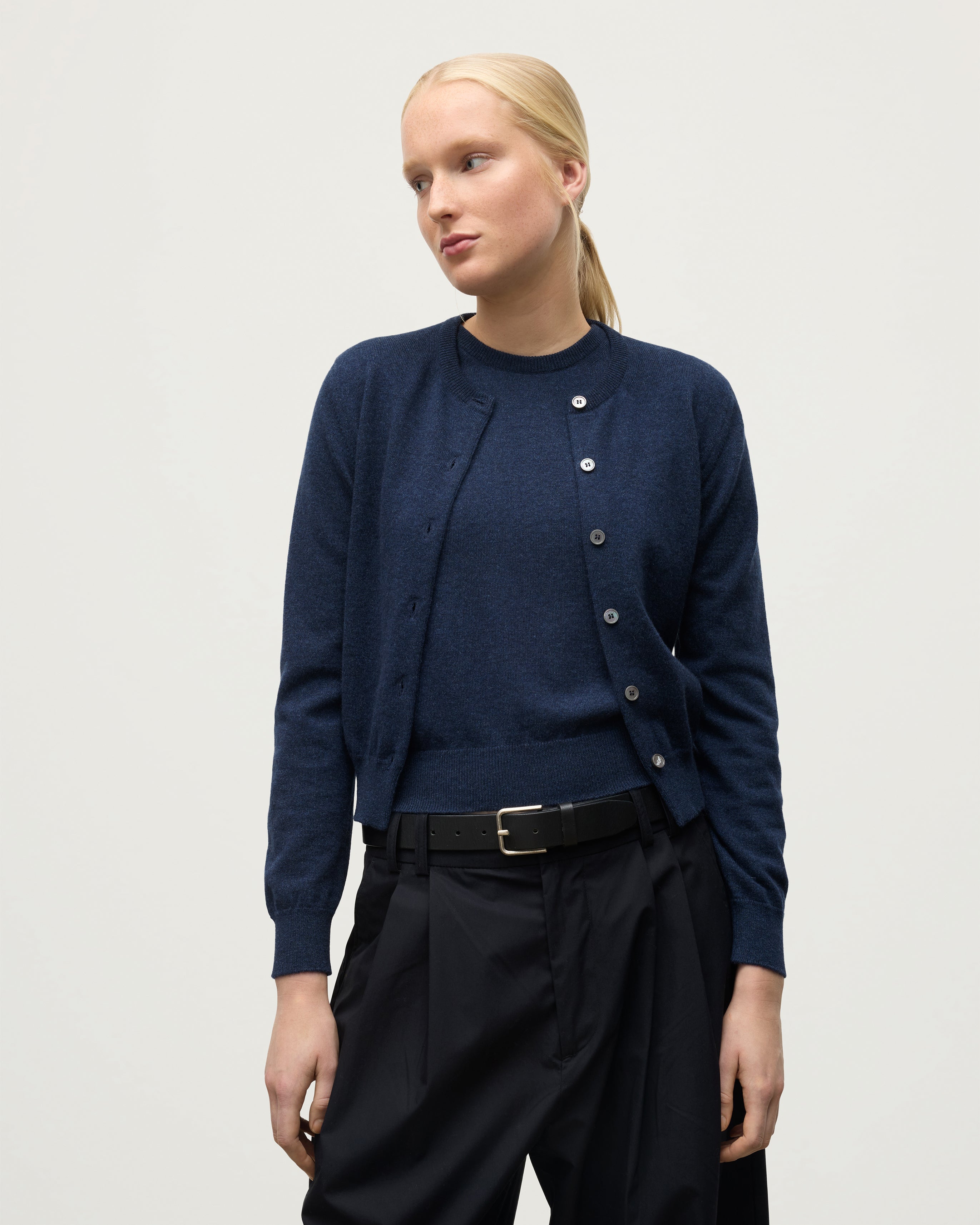 Iris Navy Classic Cashmere Cardigan