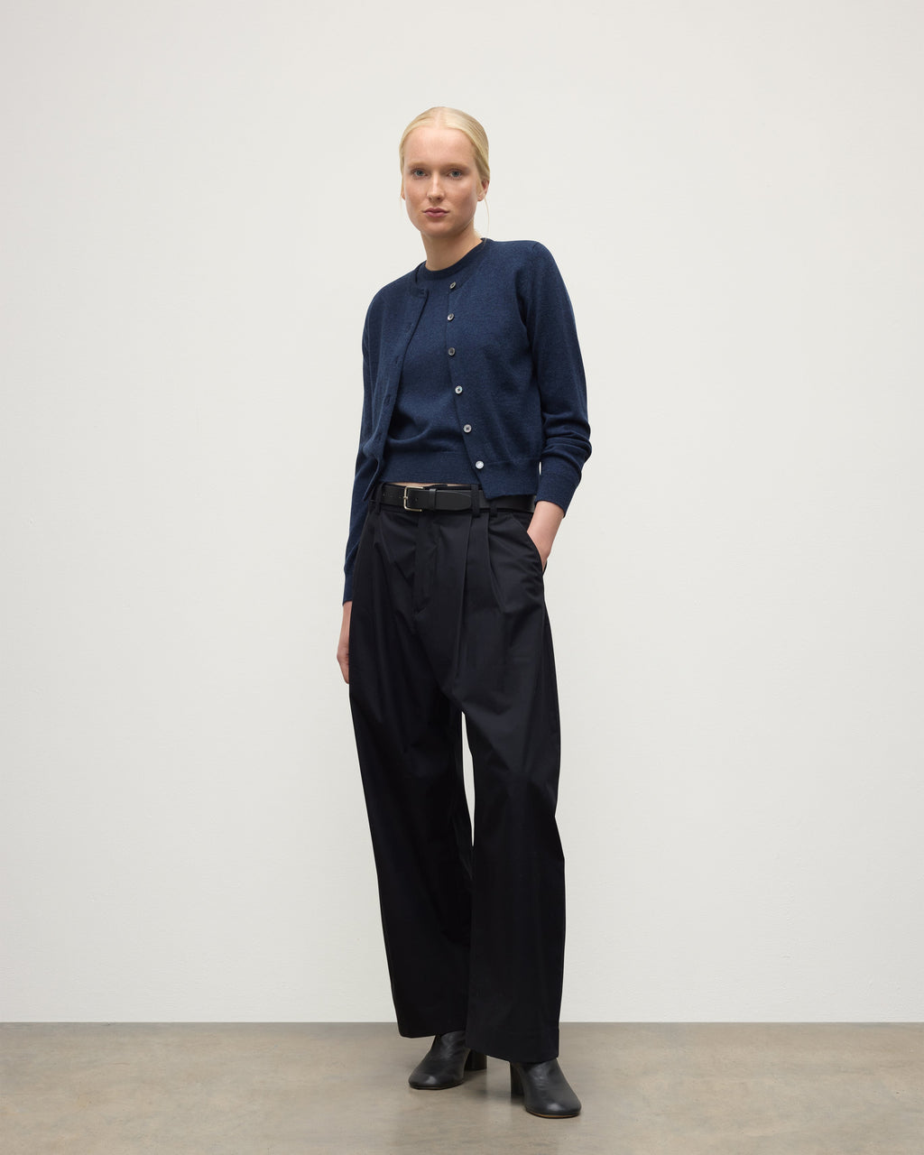Iris Navy Classic Cashmere Cardigan