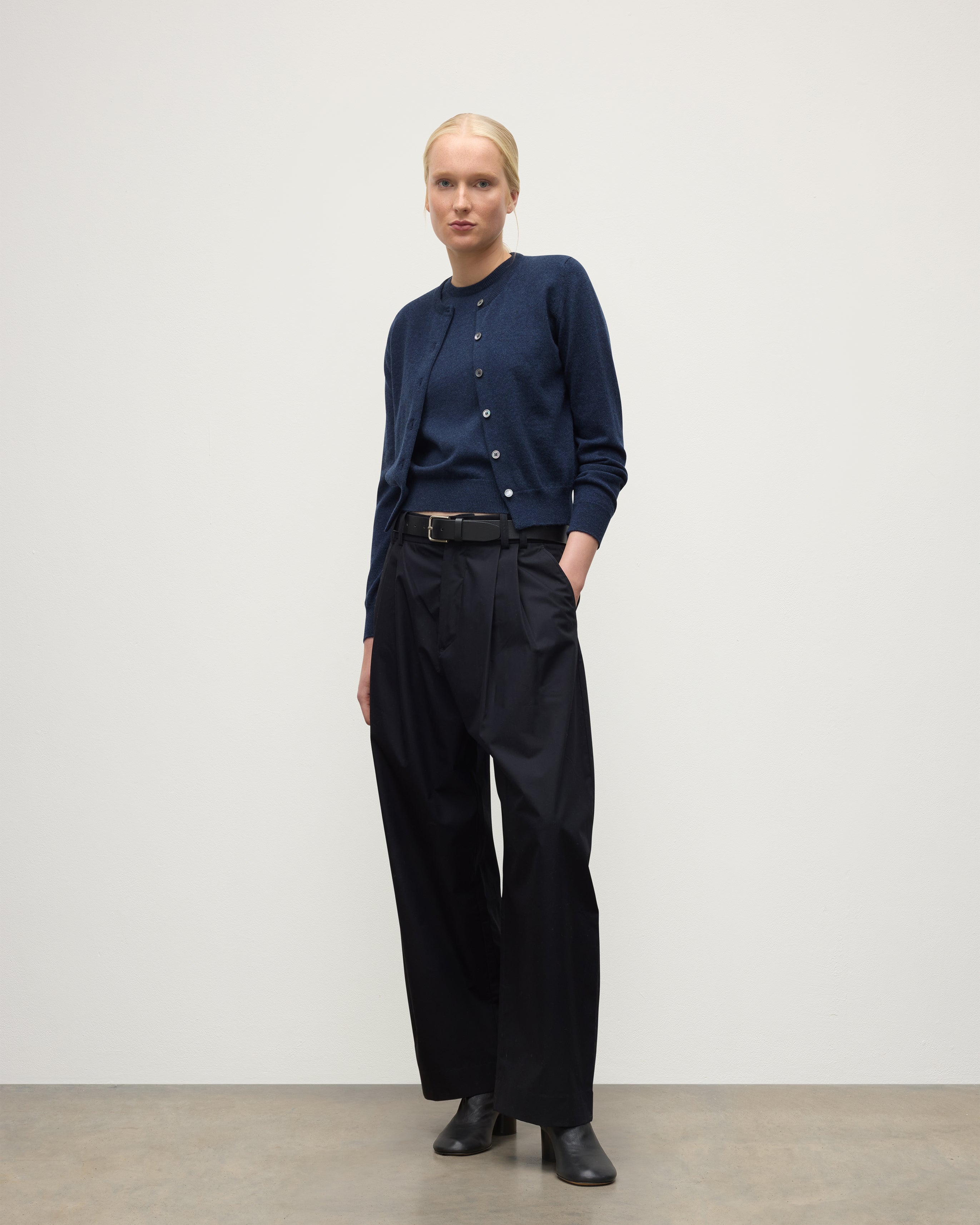 Iris Navy Classic Cashmere Cardigan