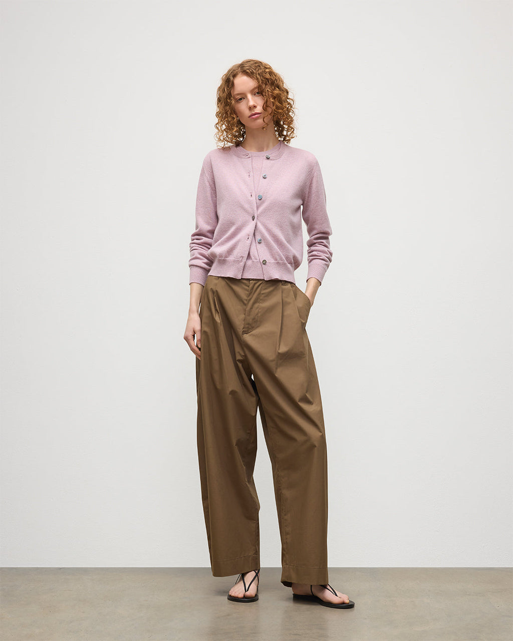 Iris Light Pink Classic Cashmere Cardigan