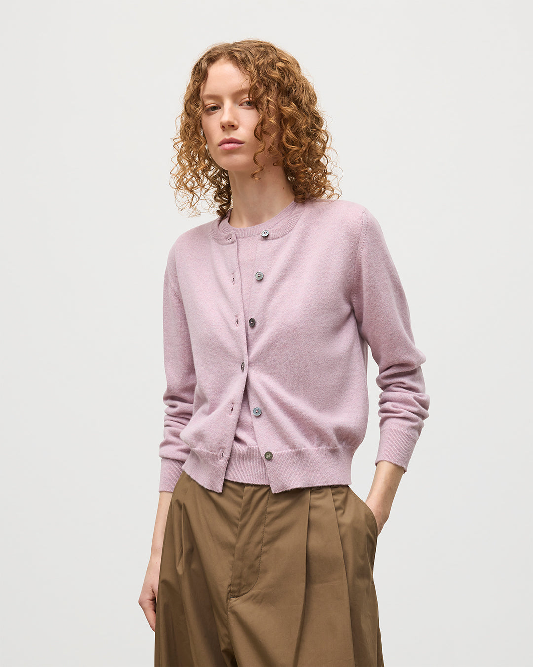Iris Light Pink Classic Cashmere Cardigan