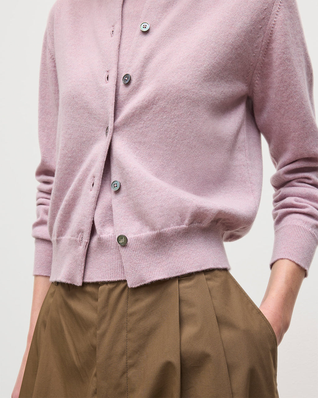 Iris Light Pink Classic Cashmere Cardigan