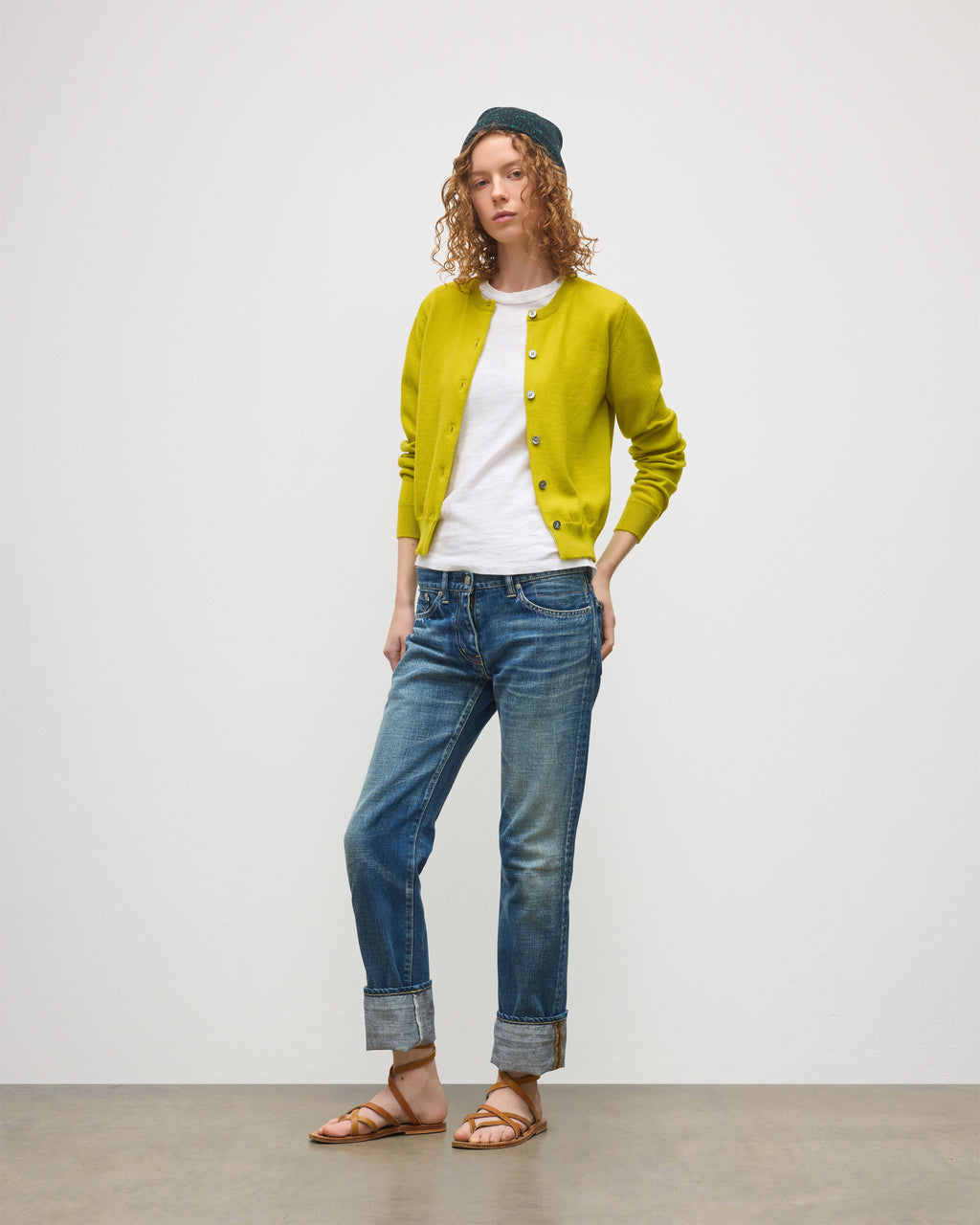 Iris Yellow Classic Cashmere Cardigan