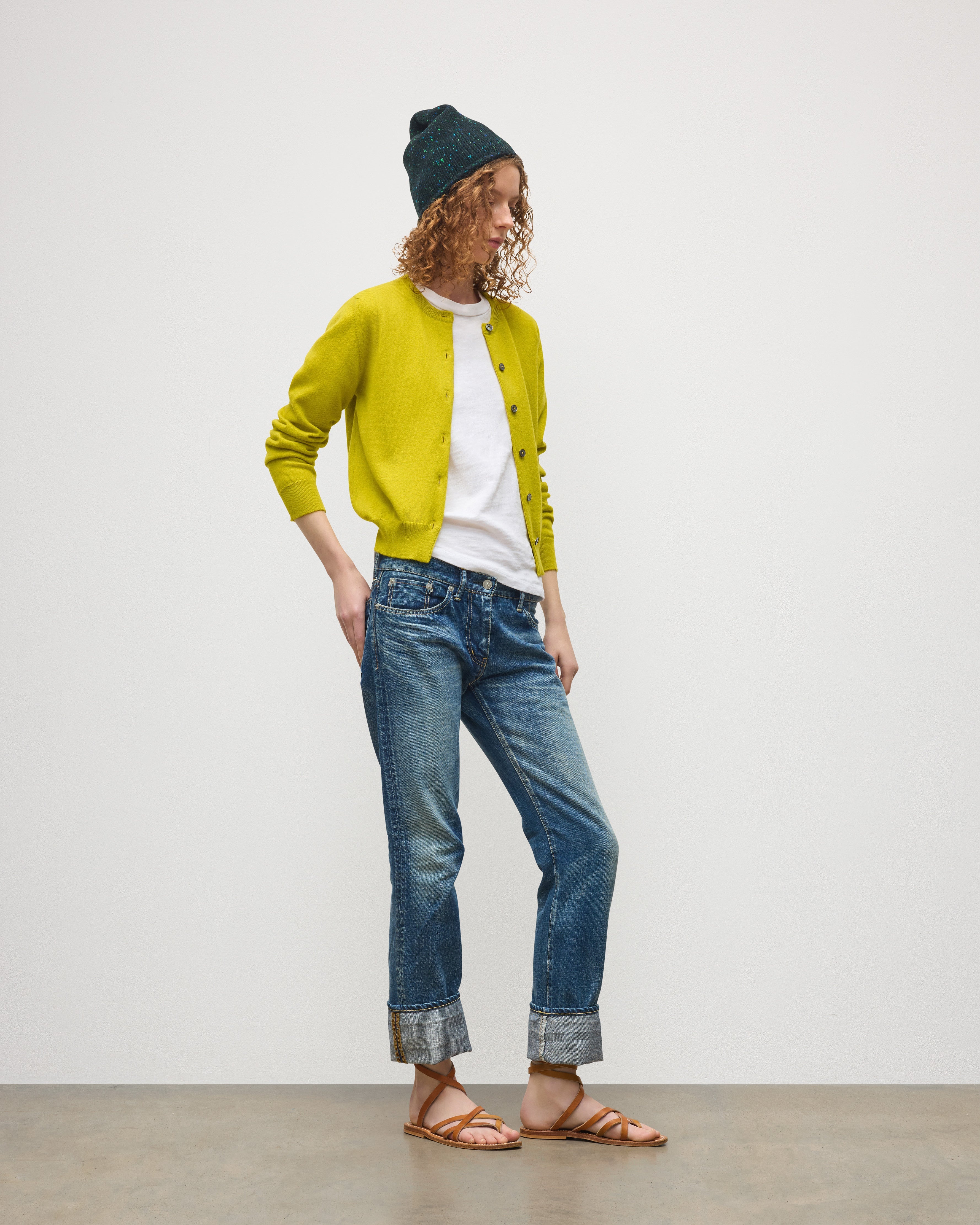 Iris Yellow Classic Cashmere Cardigan