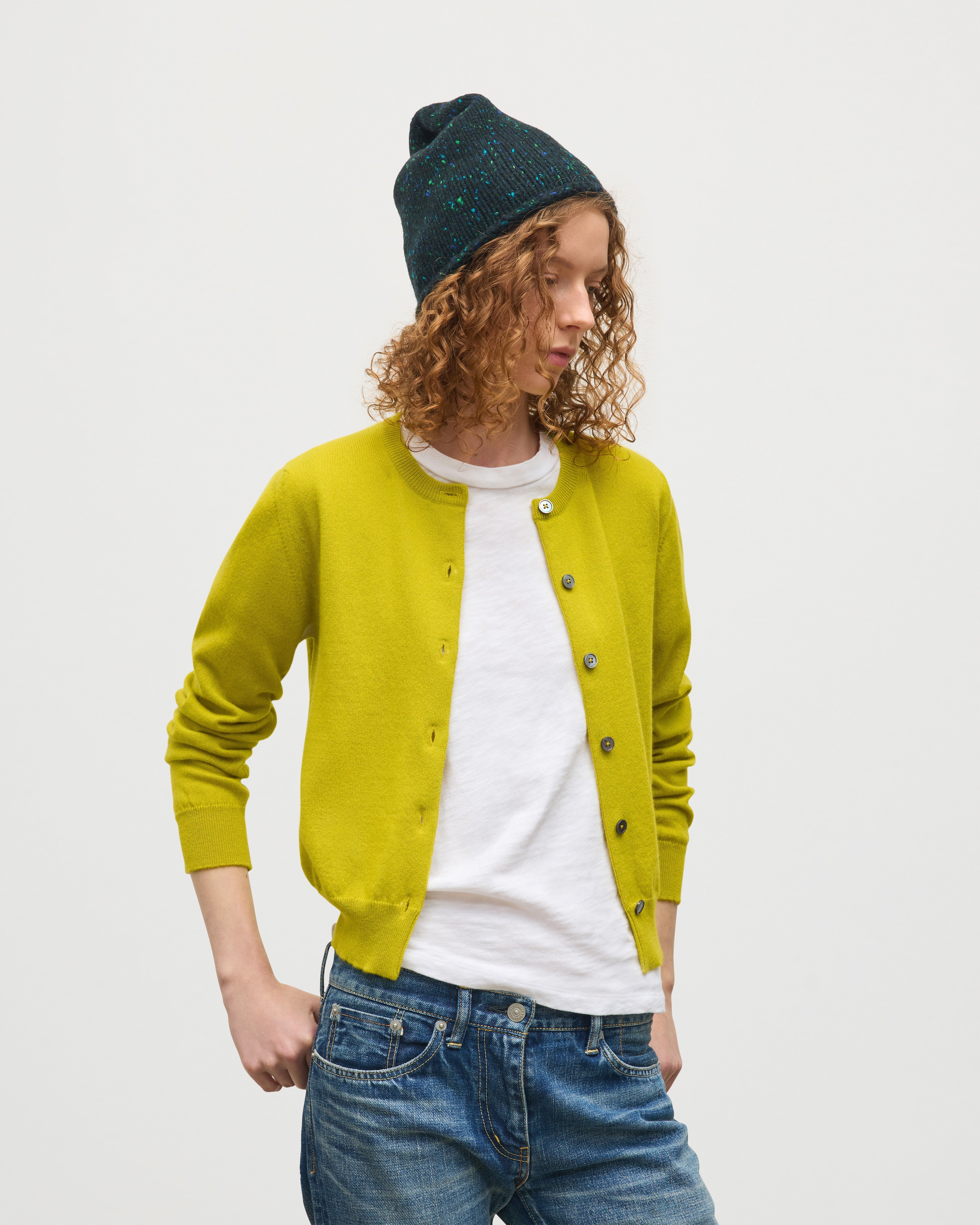Iris Yellow Classic Cashmere Cardigan