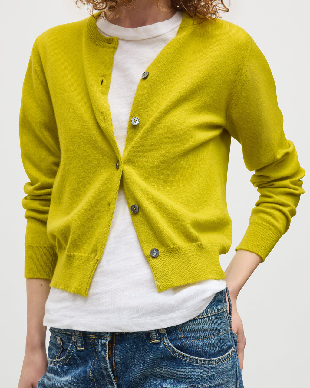 Iris Yellow Classic Cashmere Cardigan