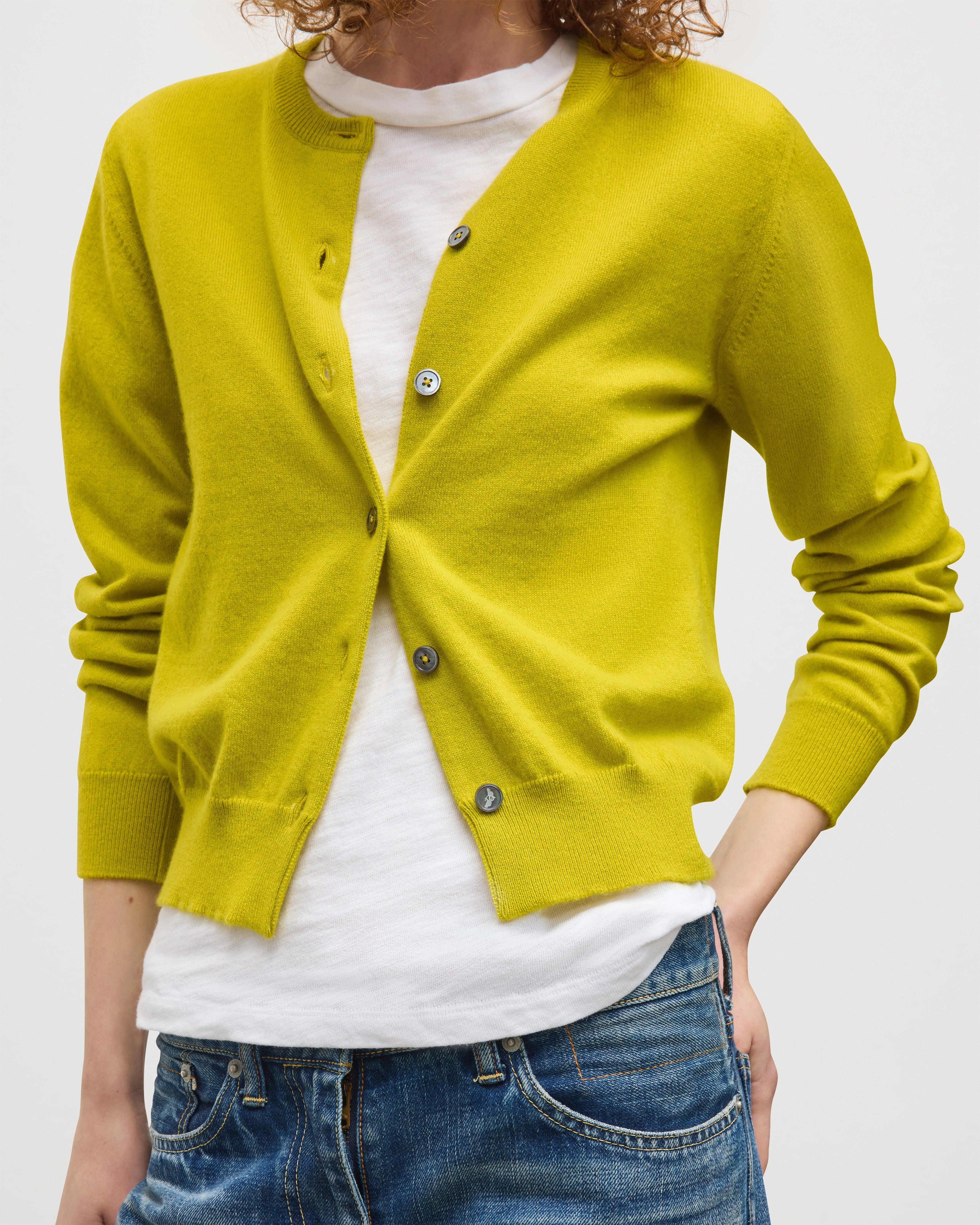 Iris Yellow Classic Cashmere Cardigan