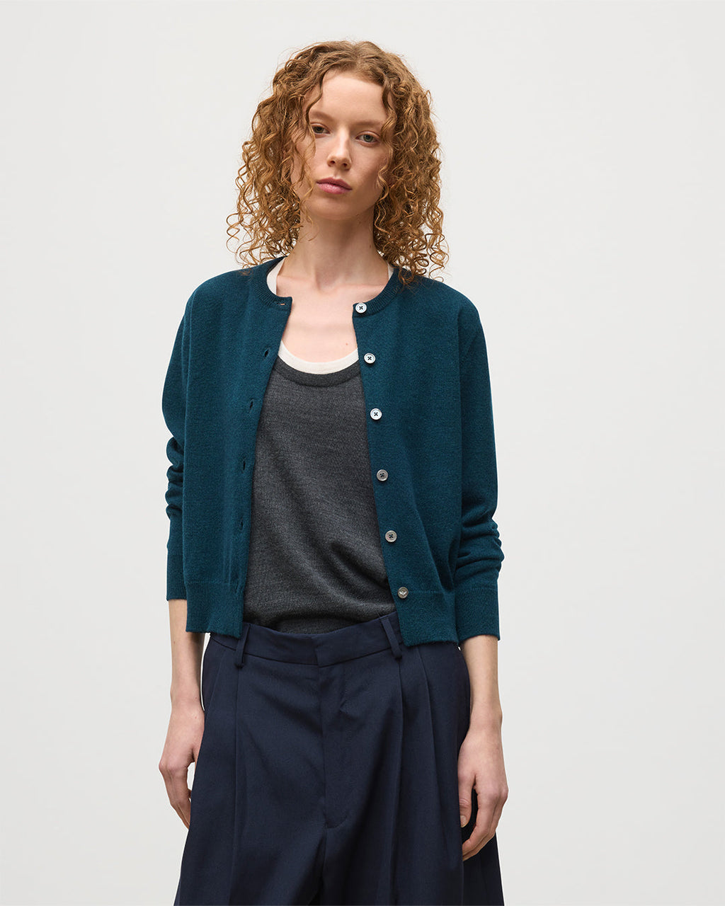 Iris Bottle Green Classic Cashmere Cardigan