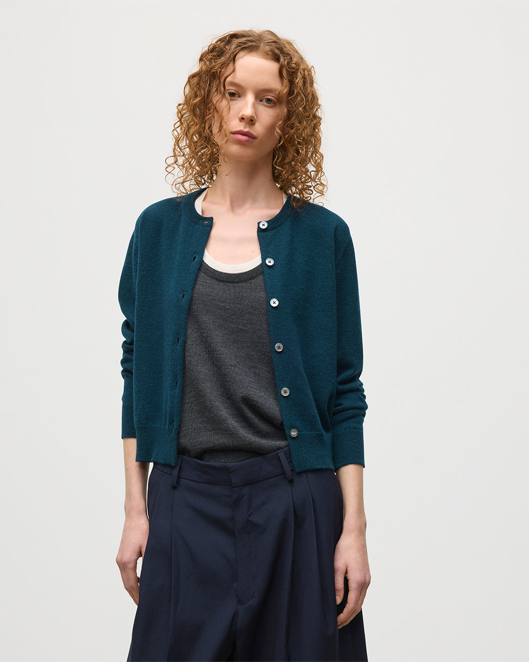 Iris Bottle Green Classic Cashmere Cardigan