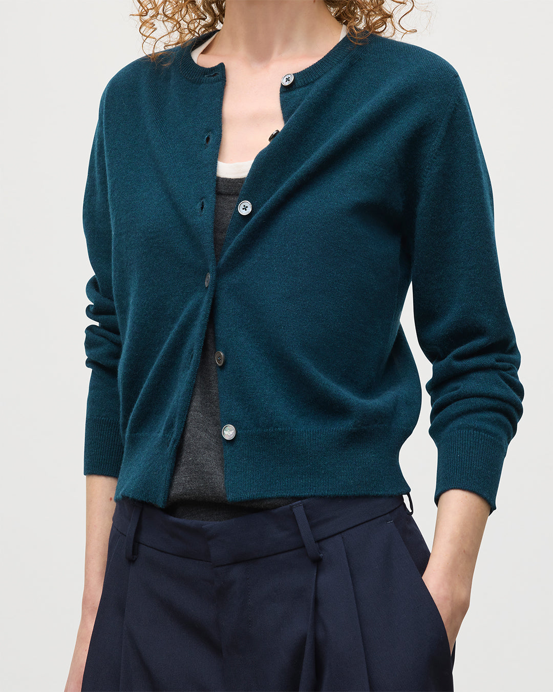 Iris Bottle Green Classic Cashmere Cardigan
