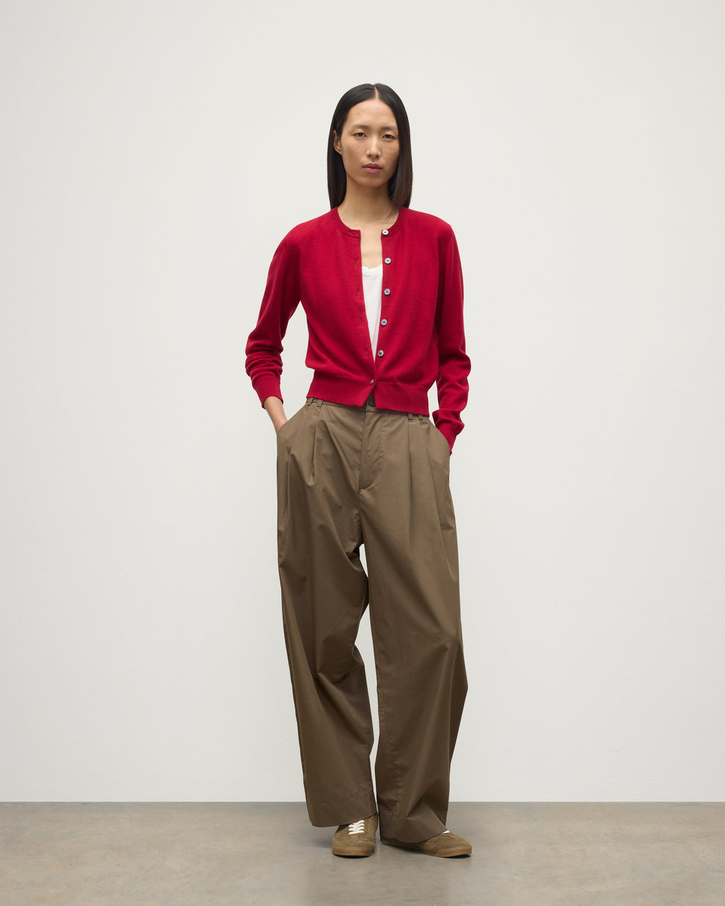 Iris Red Classic Cashmere Cardigan