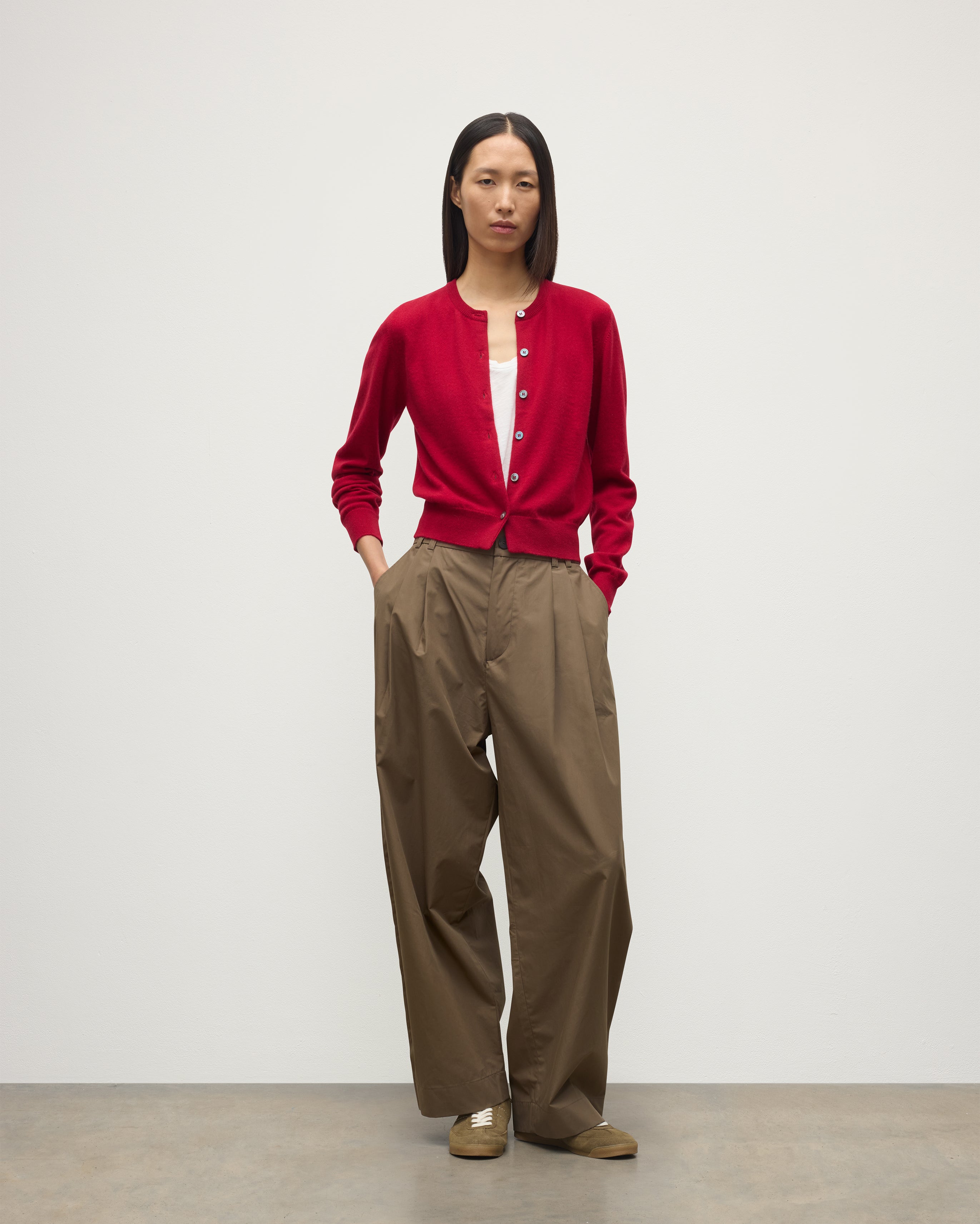 Iris Red Classic Cashmere Cardigan