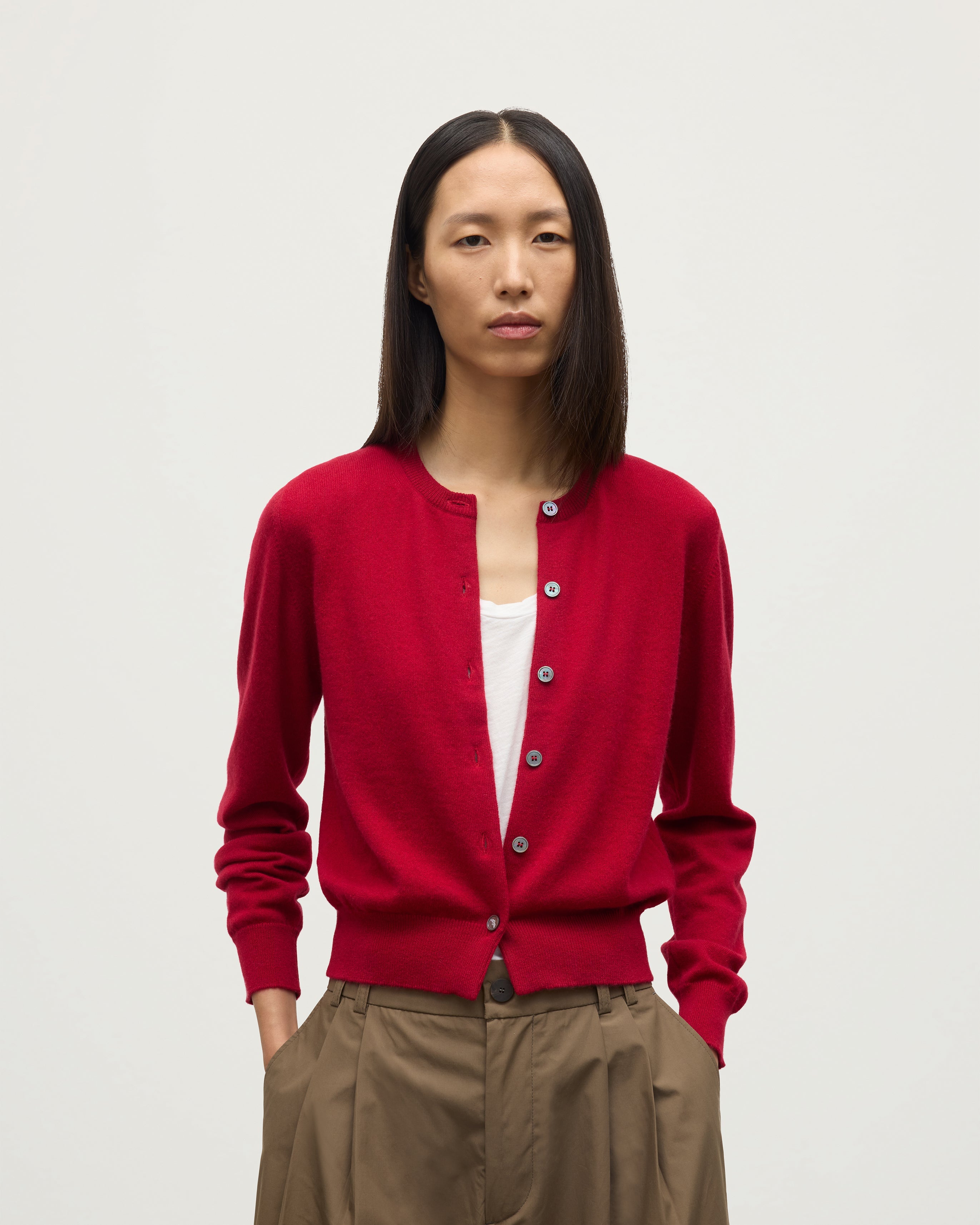 Iris Red Classic Cashmere Cardigan