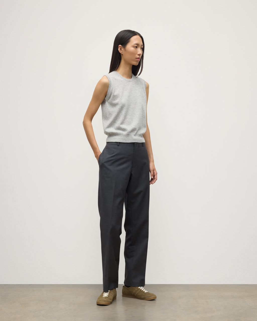 Iris Pale Grey Classic Cashmere Tank