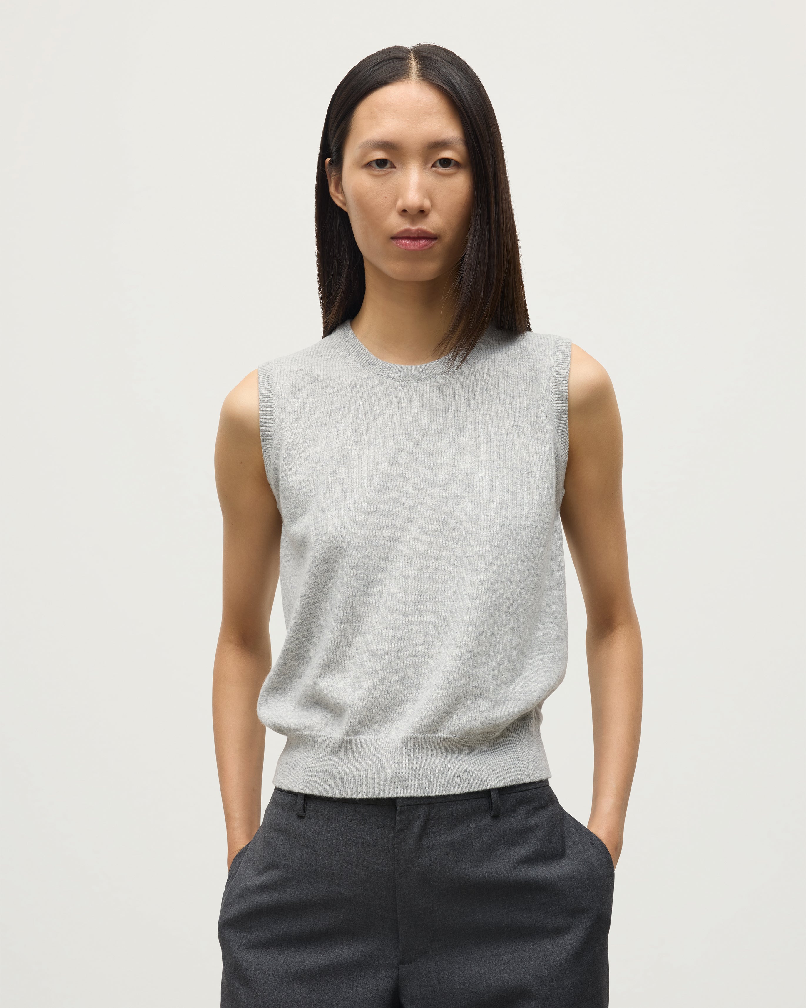 Iris Pale Grey Classic Cashmere Tank