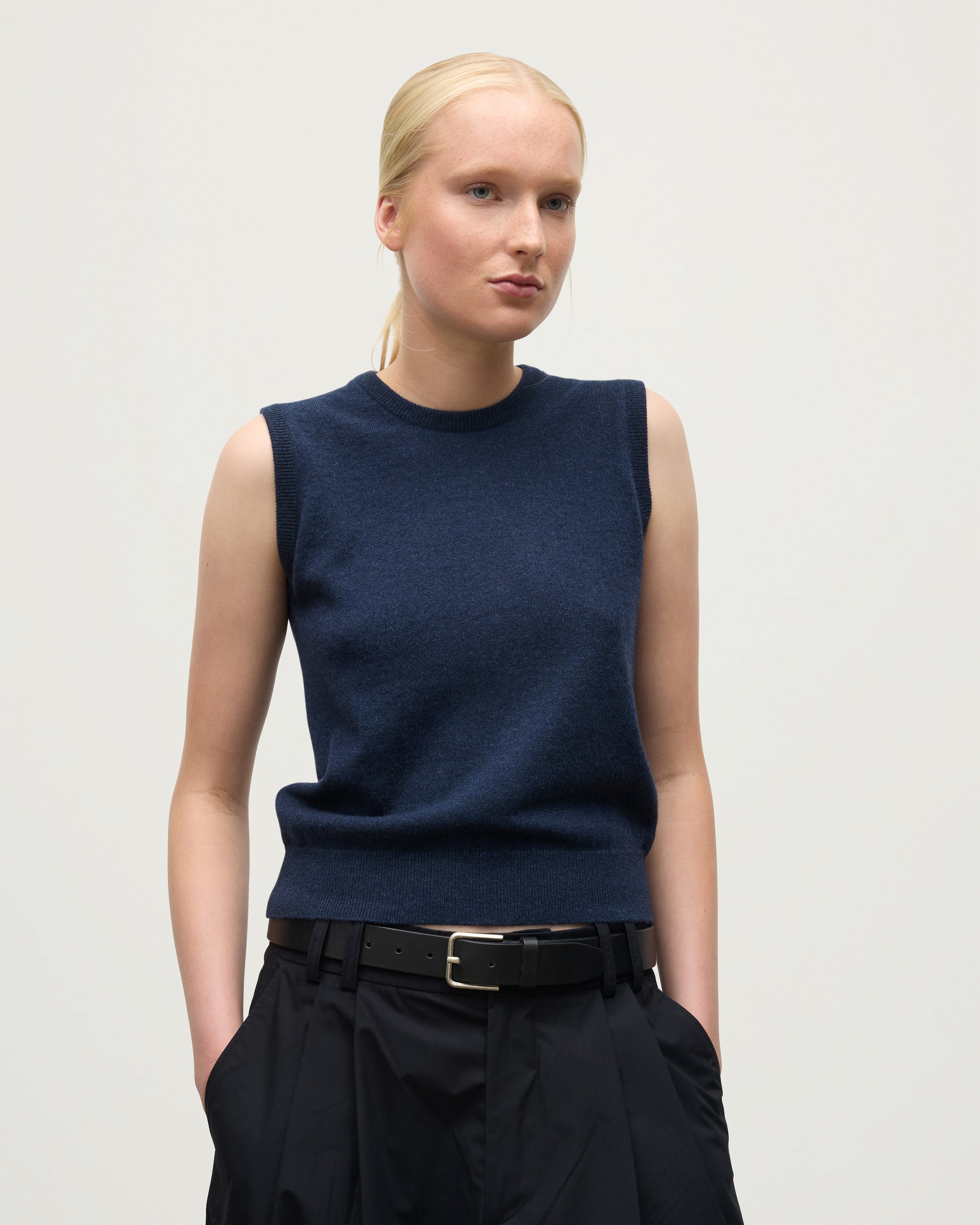 Iris Navy Classic Cashmere Tank