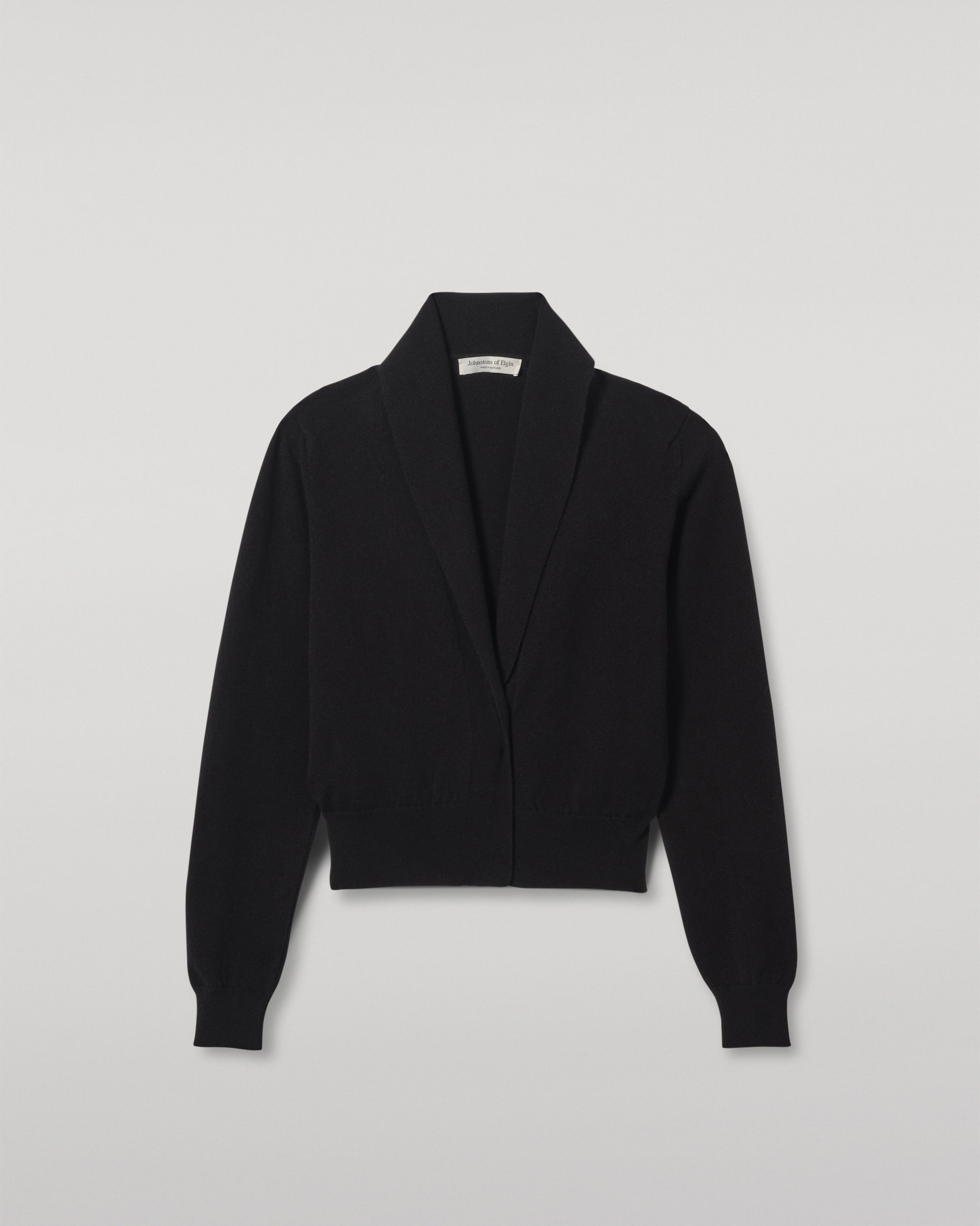 Crathie Black Shawl Cashmere Cardigan