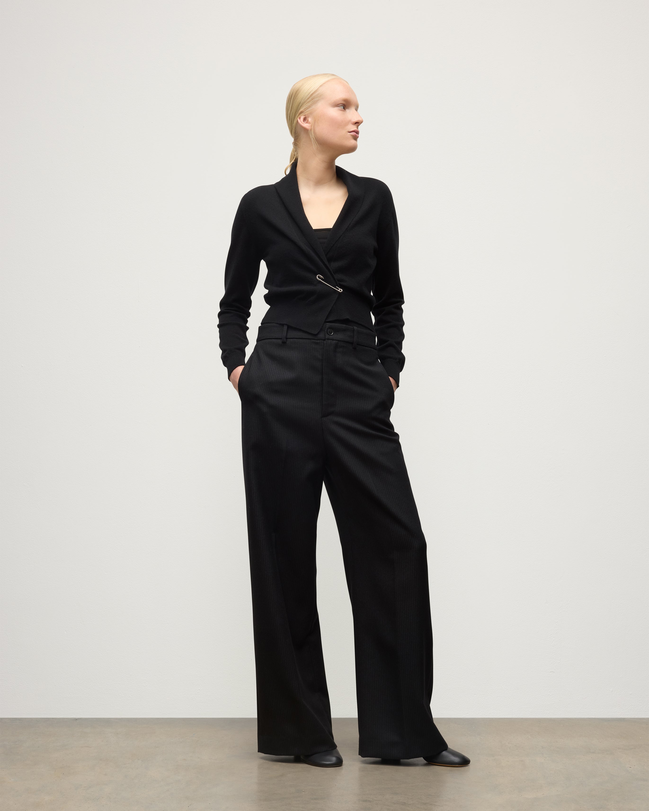 Crathie Black Shawl Cashmere Cardigan