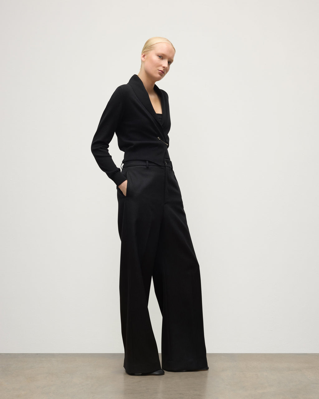 Crathie Black Shawl Cashmere Cardigan