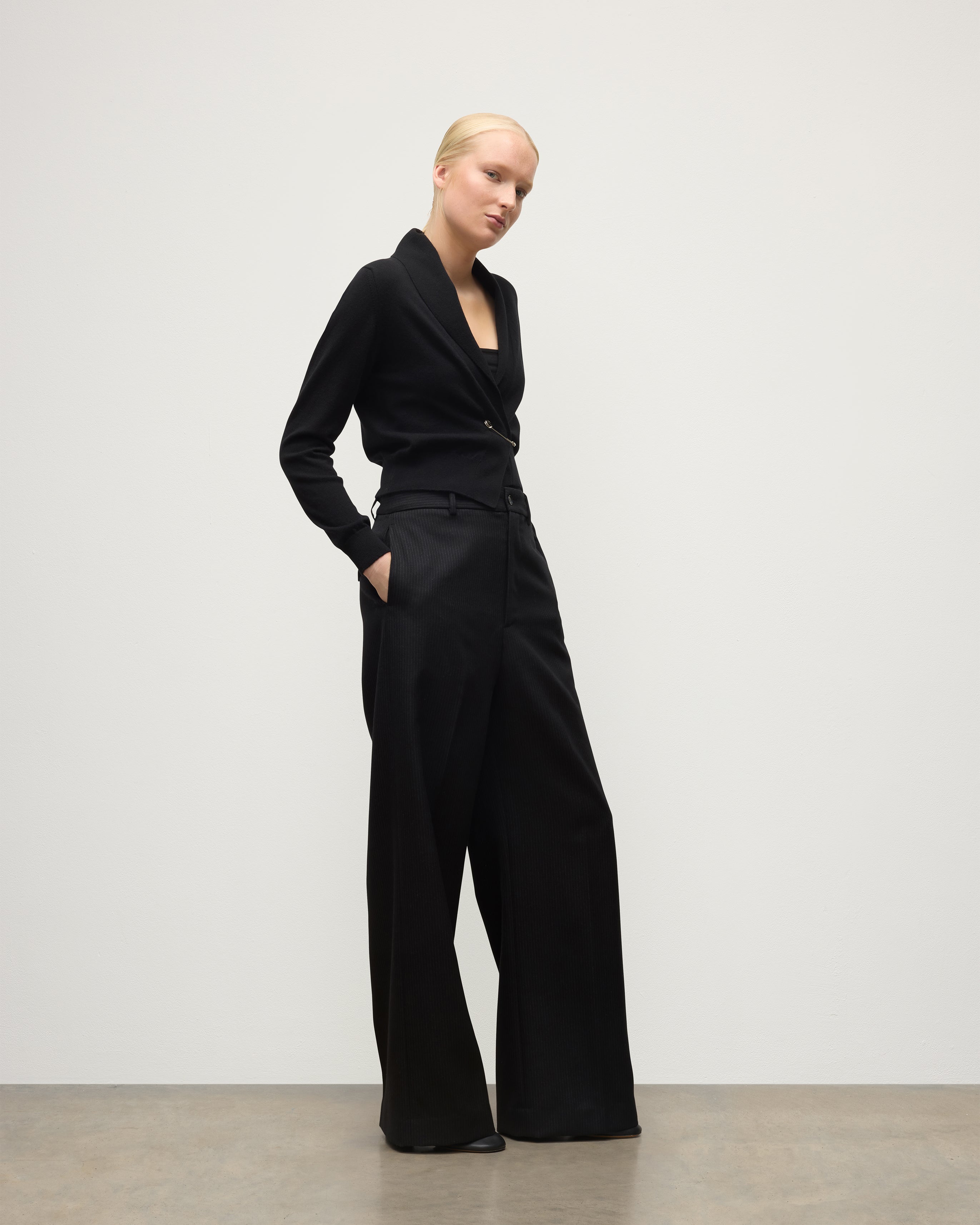 Crathie Black Shawl Cashmere Cardigan