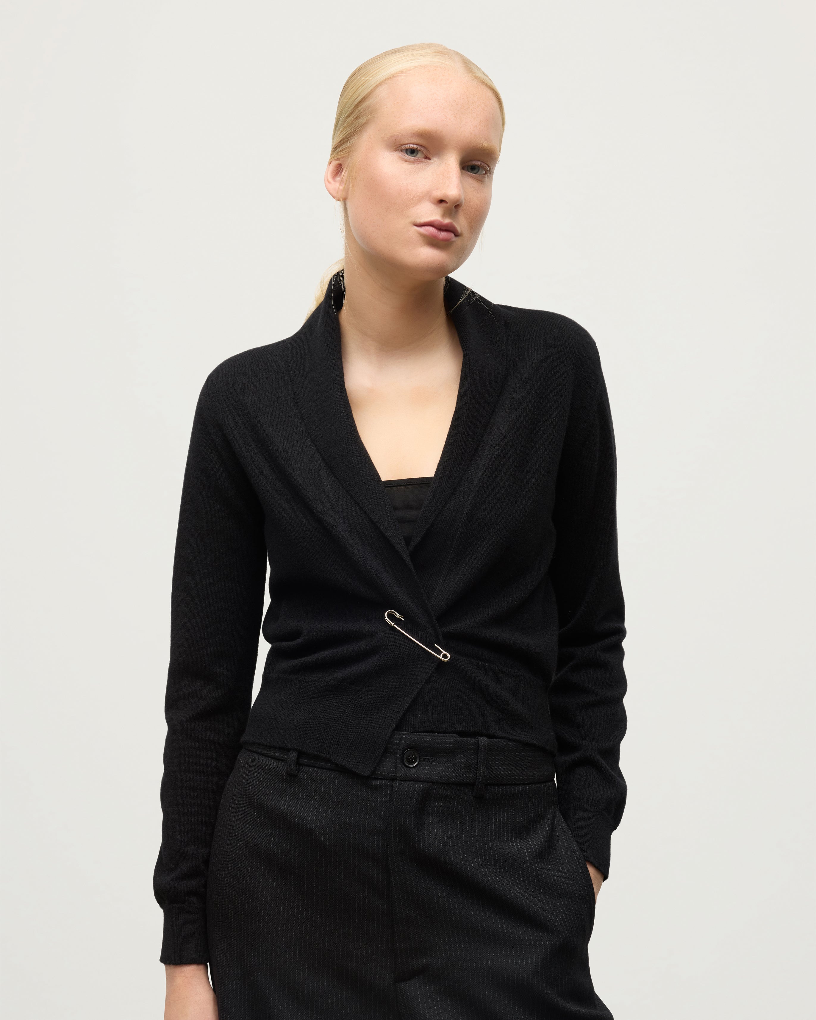 Crathie Black Shawl Cashmere Cardigan