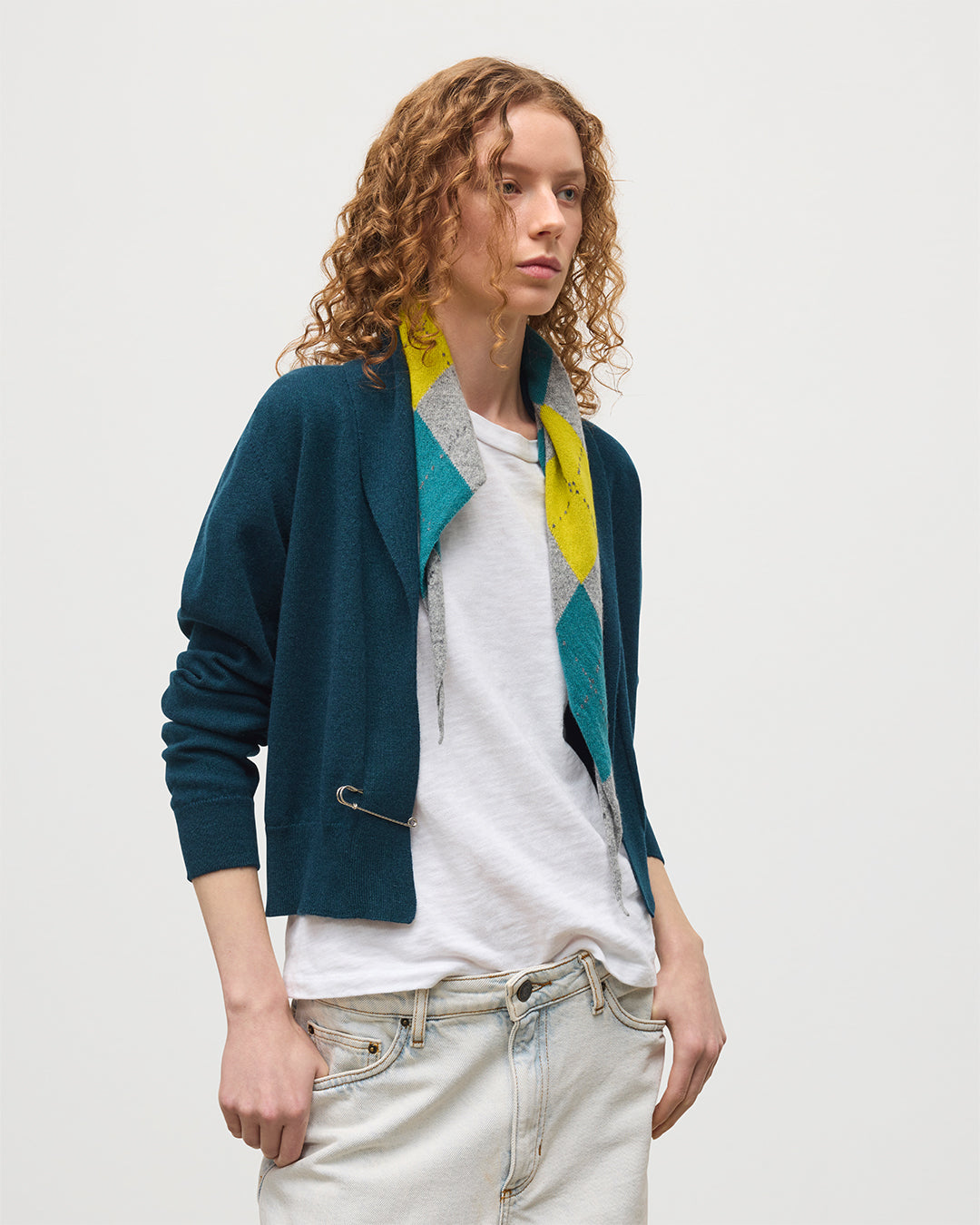 Crathie Bottle Green Shawl Cashmere Cardigan