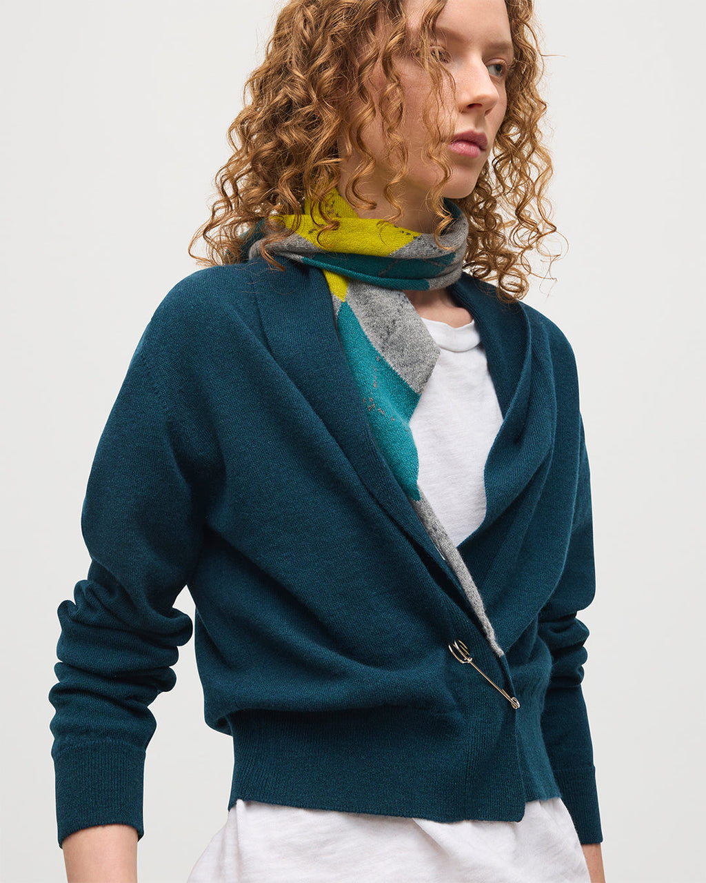 Crathie Bottle Green Shawl Cashmere Cardigan